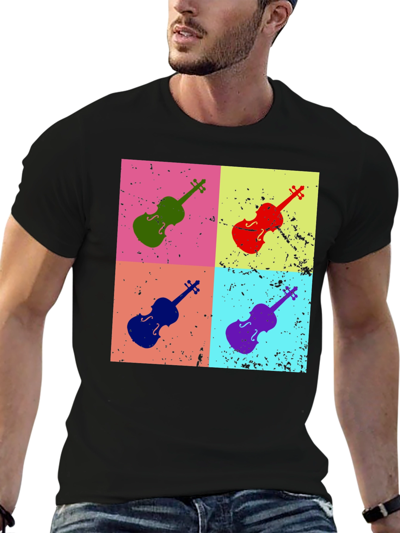 Retro Violin Pop Art T-Shirt - Musician Tee