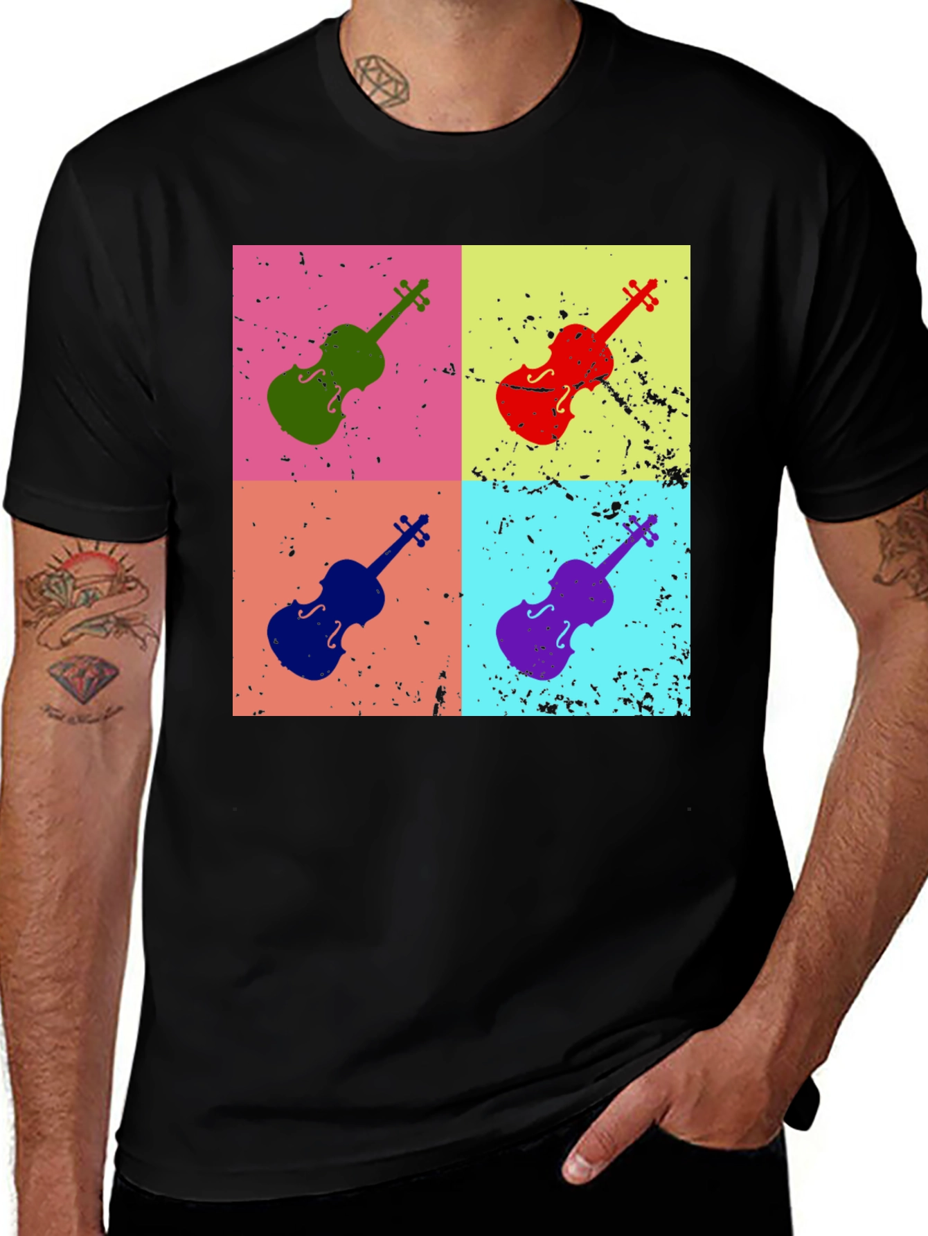 Retro Violin Pop Art T-Shirt - Musician Tee