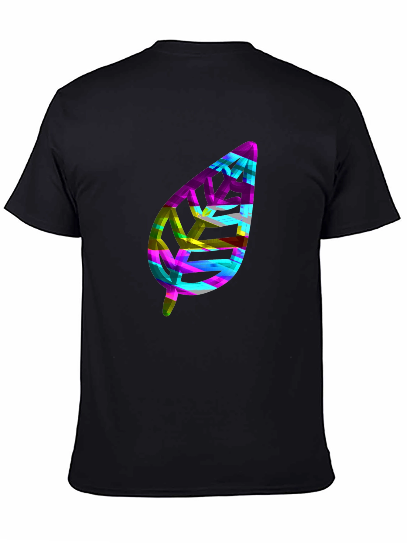 Abstract Leaf Graphic Black T-Shirt