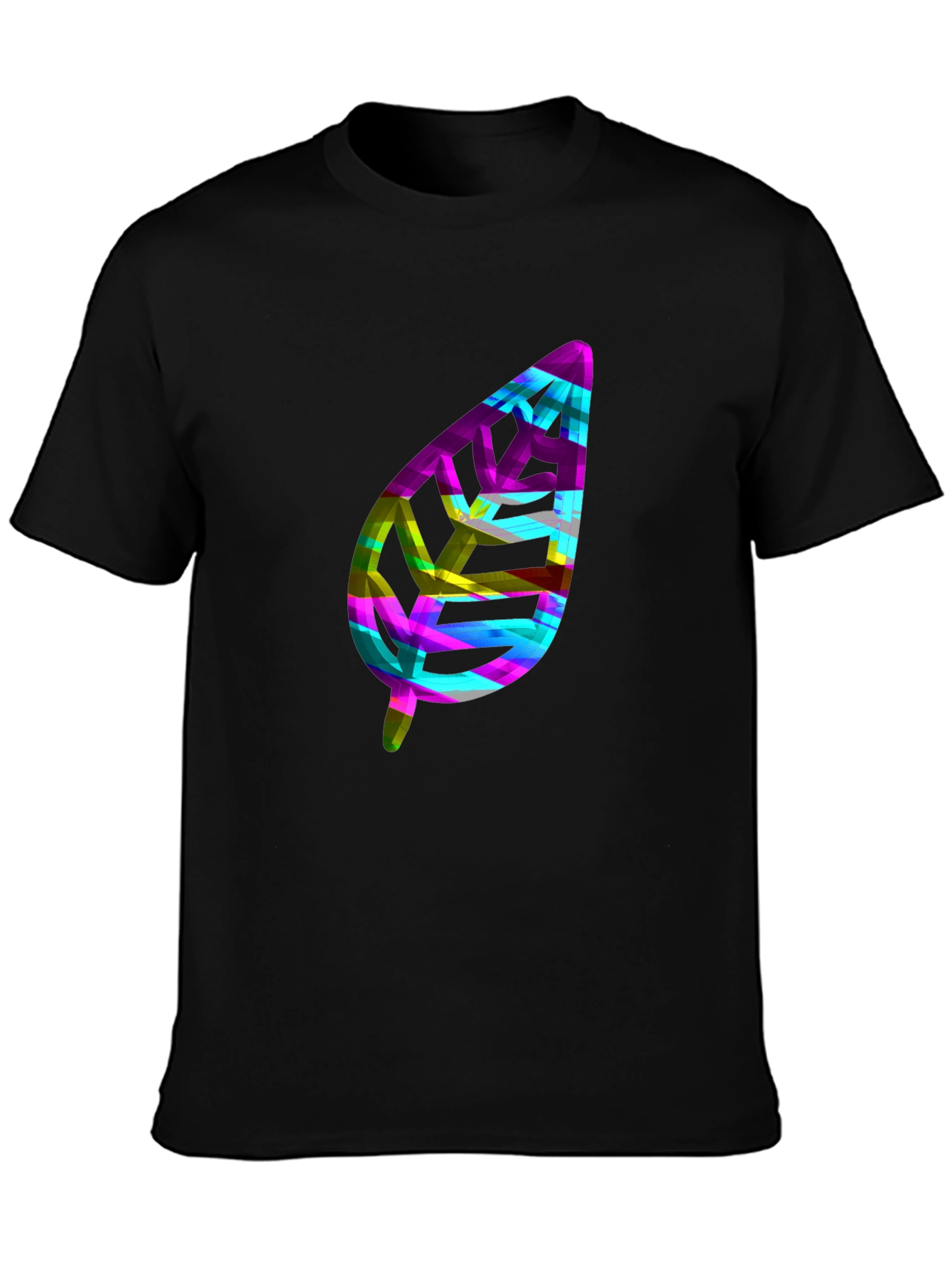 Abstract Leaf Graphic Black T-Shirt