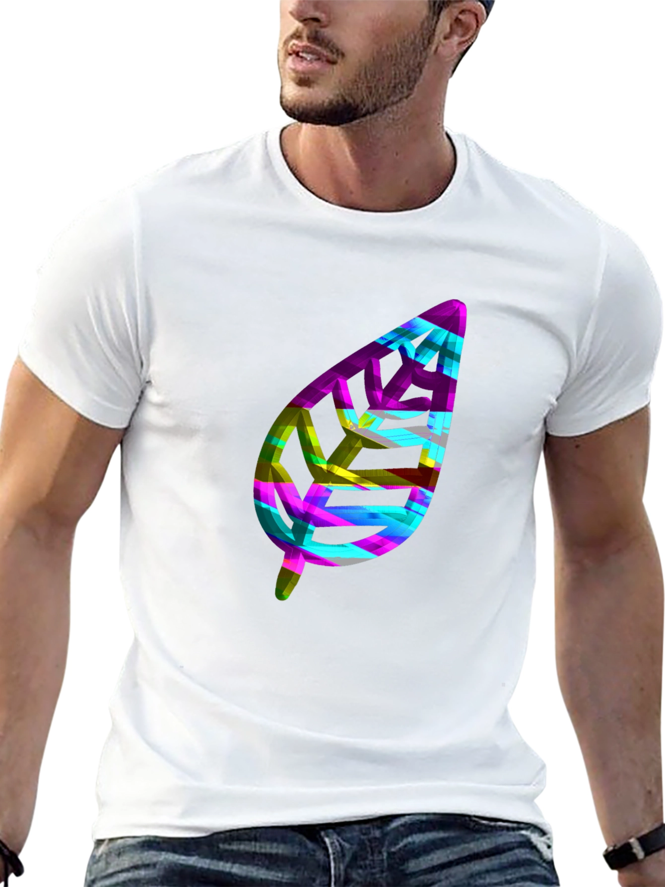 Abstract Leaf Graphic Black T-Shirt
