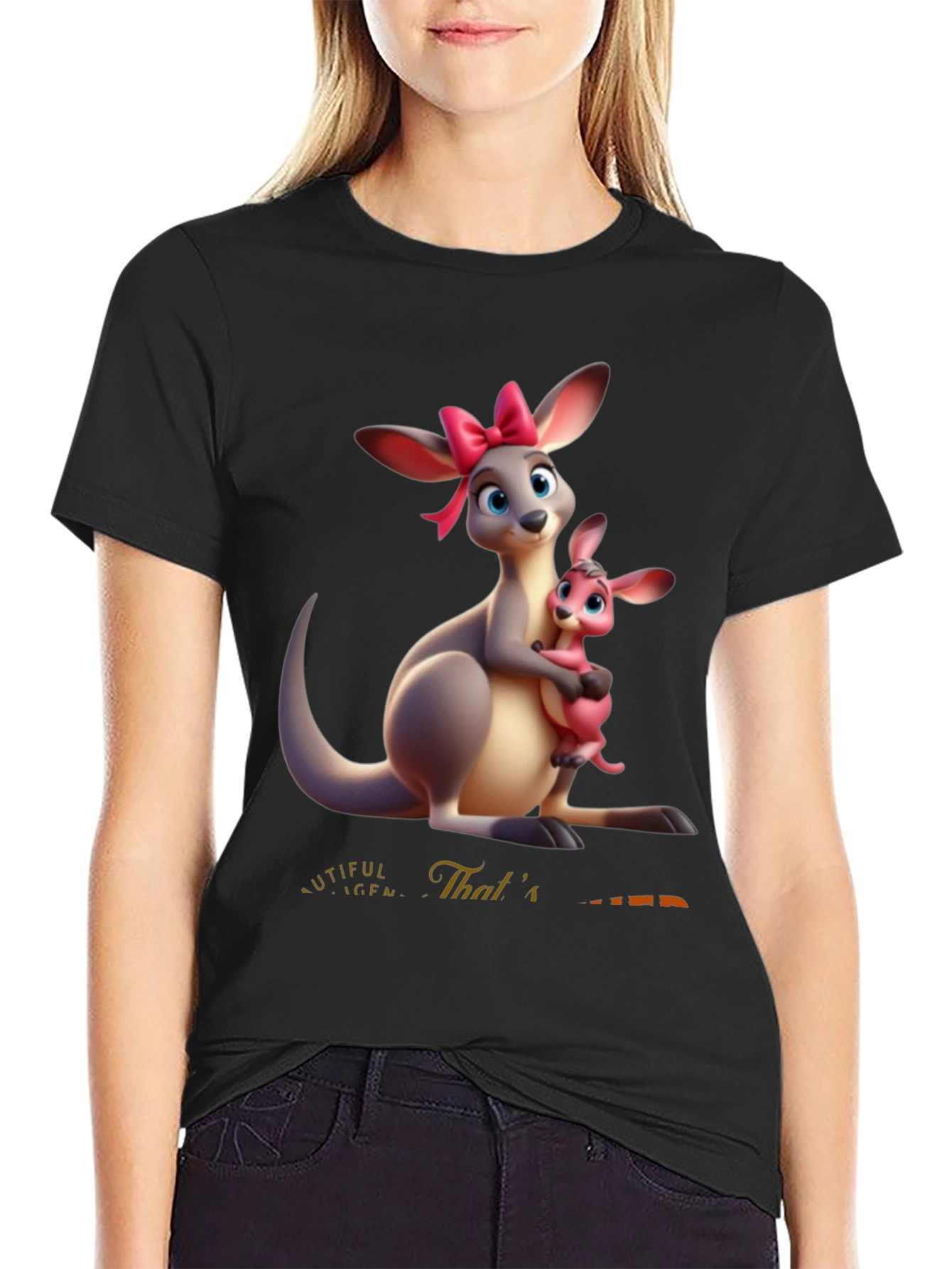 Cartoon Kangaroo Graphic T-Shirt