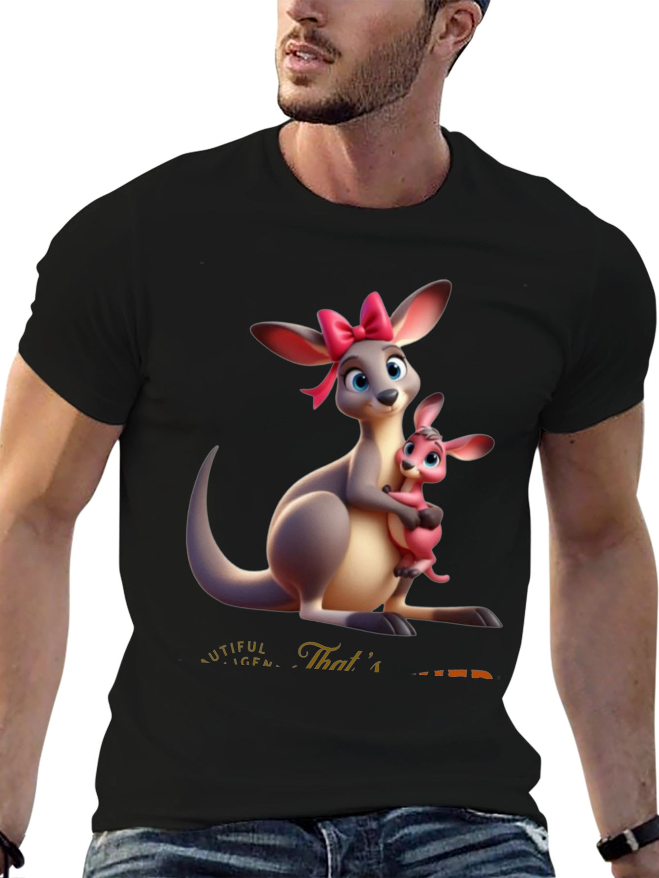 Cartoon Kangaroo Graphic T-Shirt