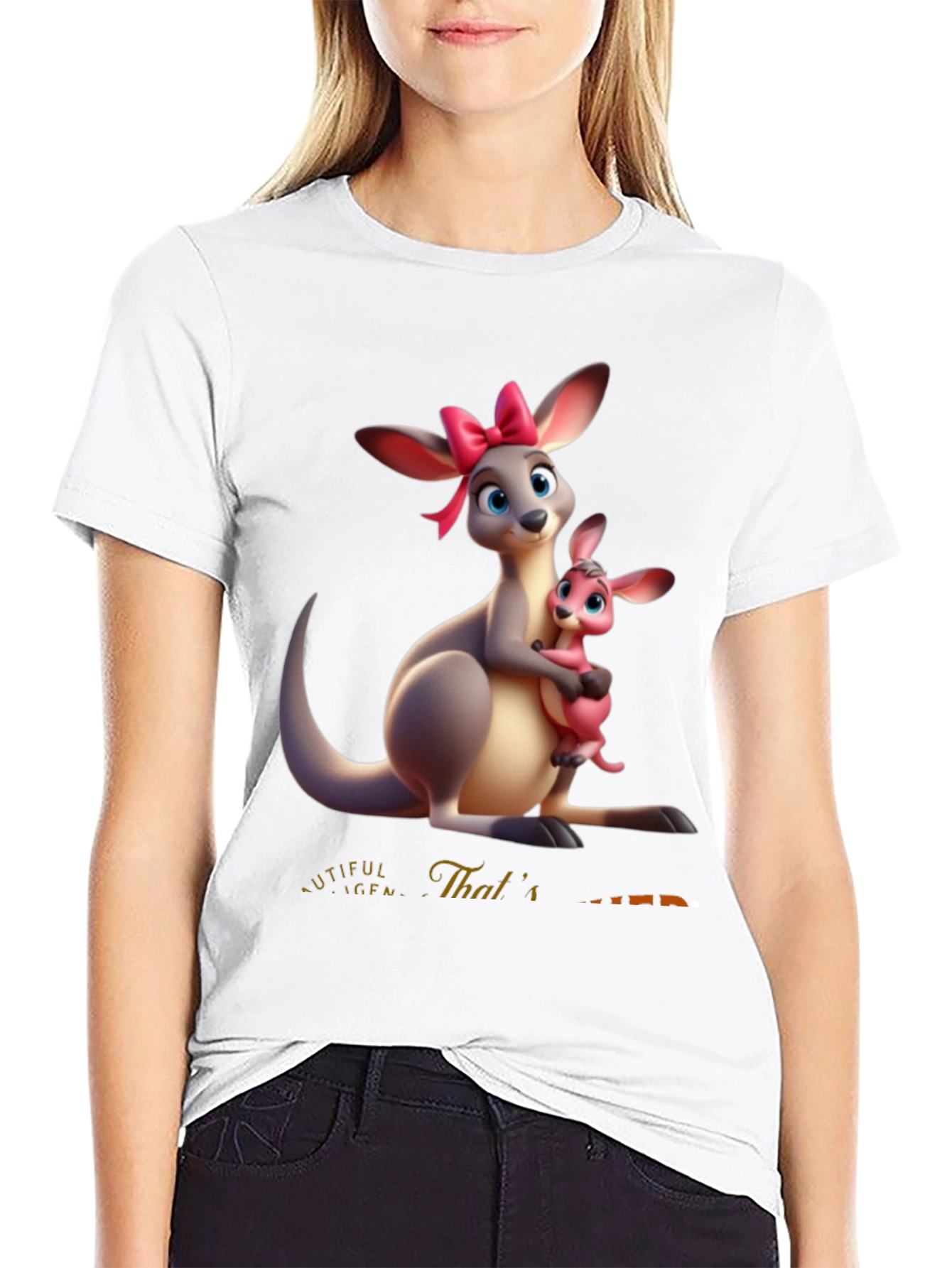 Cartoon Kangaroo Graphic T-Shirt