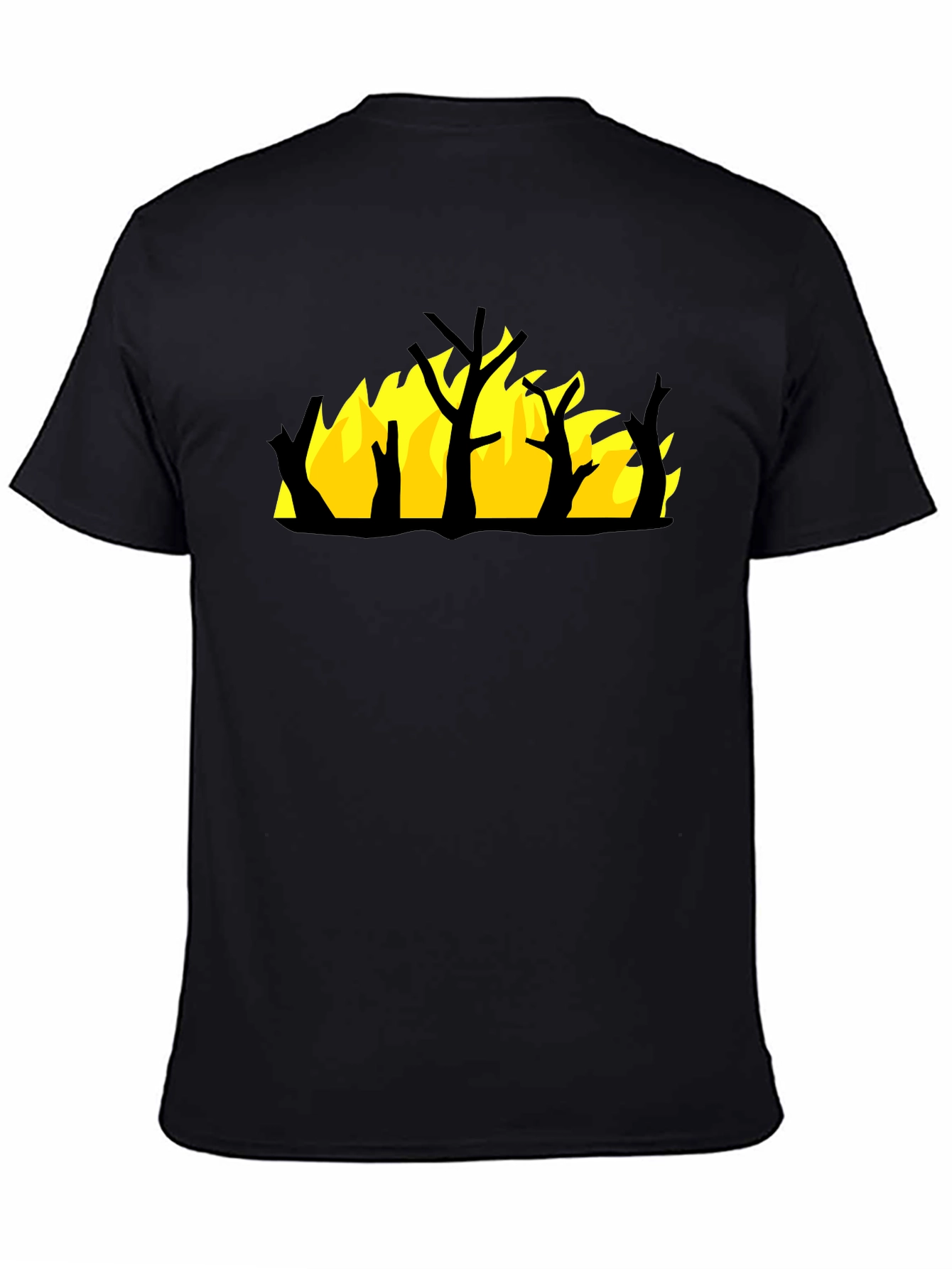 Burning Tree Graphic Tee - Black Cotton Shirt