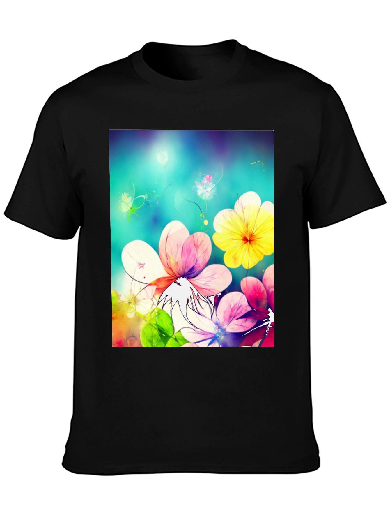 Floral Fantasy Black T-Shirt