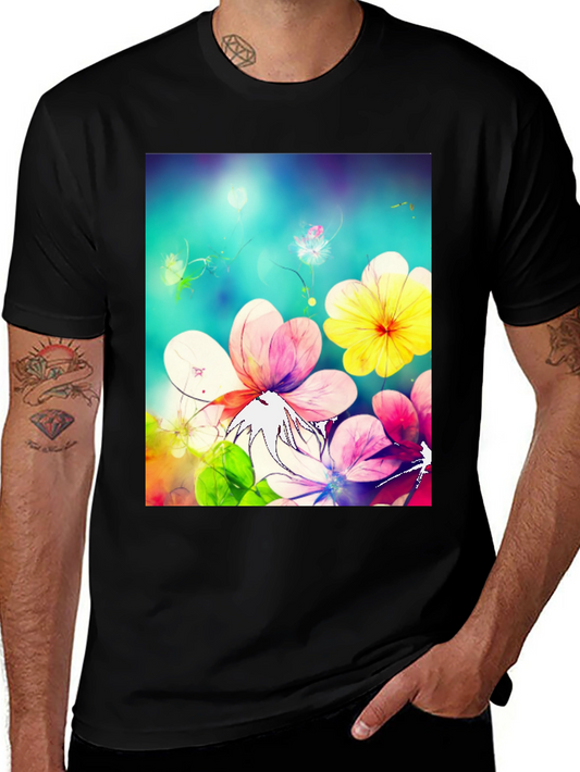 Floral Fantasy Black T-Shirt