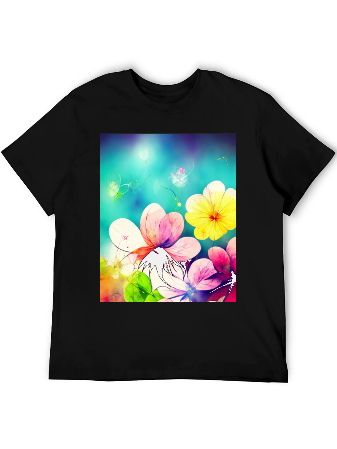 Floral Fantasy Black T-Shirt
