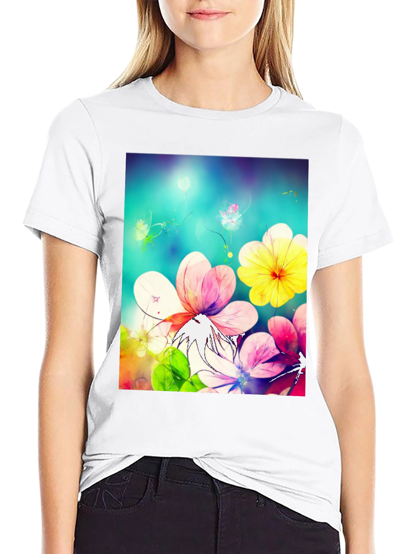 Floral Fantasy Black T-Shirt