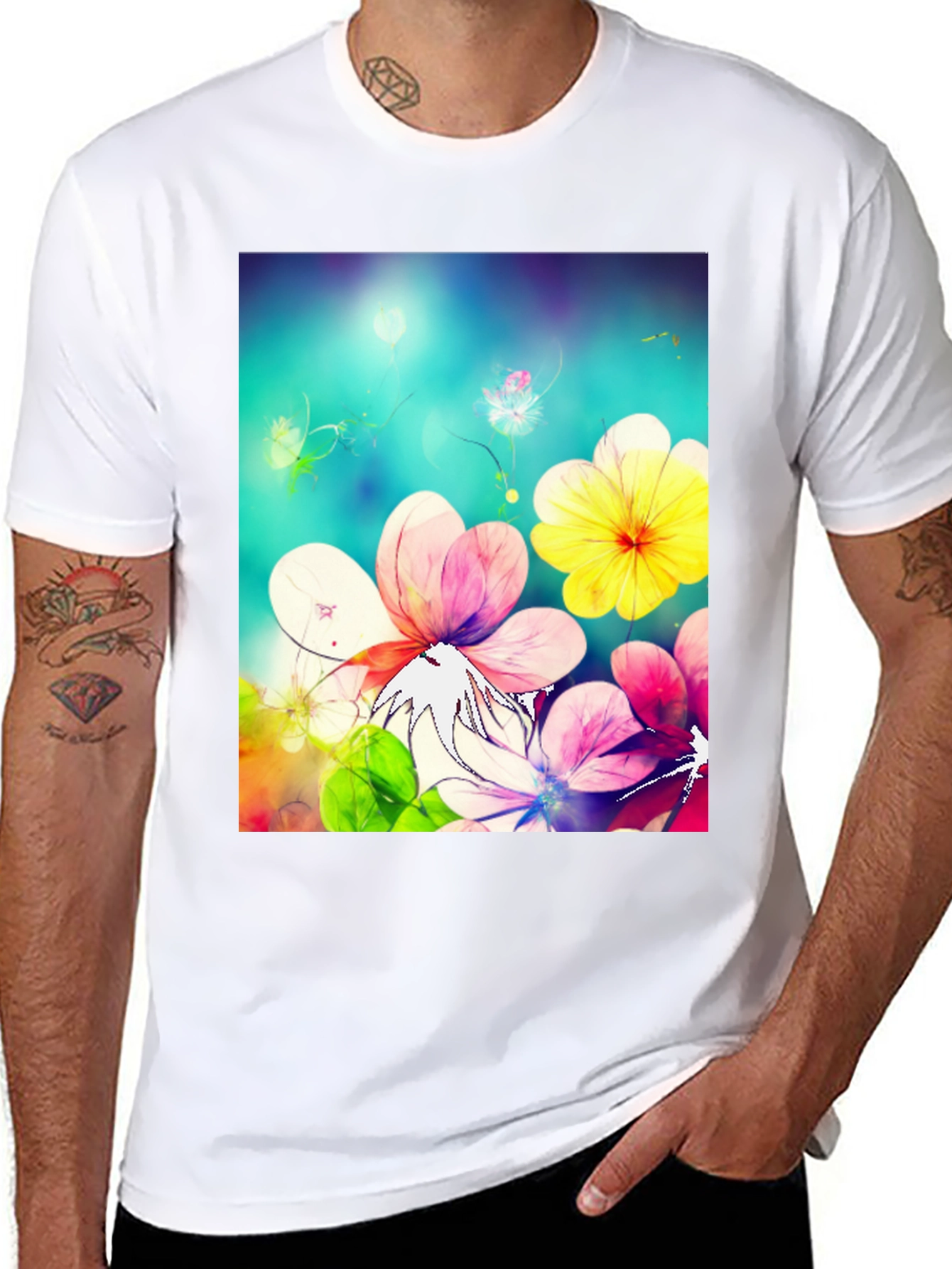 Floral Fantasy Black T-Shirt