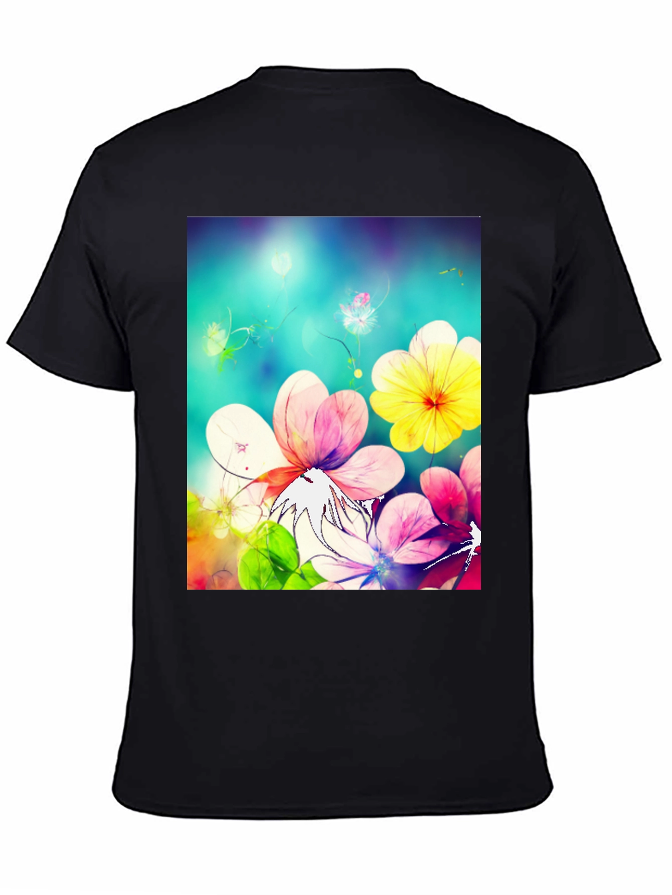 Floral Fantasy Black T-Shirt