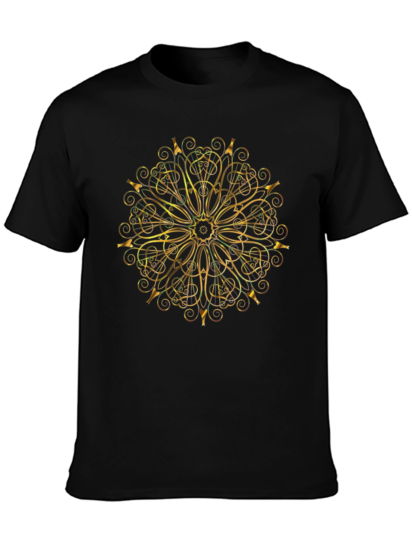 Gold Mandala Graphic Black T-Shirt