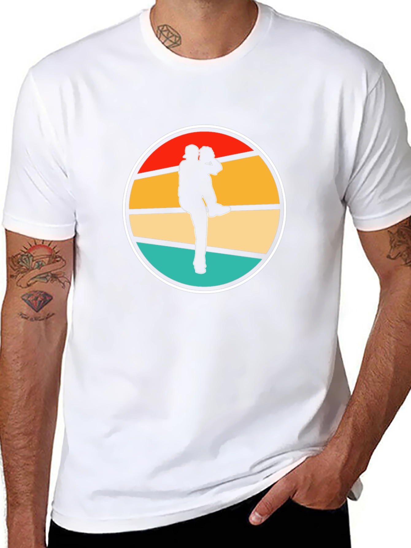 Baseball Pitcher Silhouette Retro T-Shirt