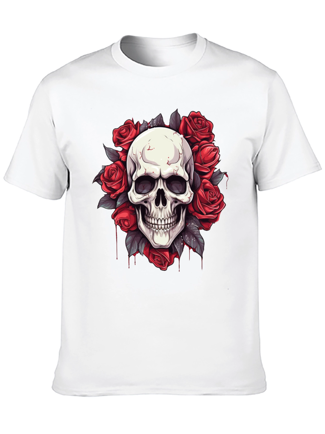 Skull & Roses Graphic Tee - Mens Black T-Shirt