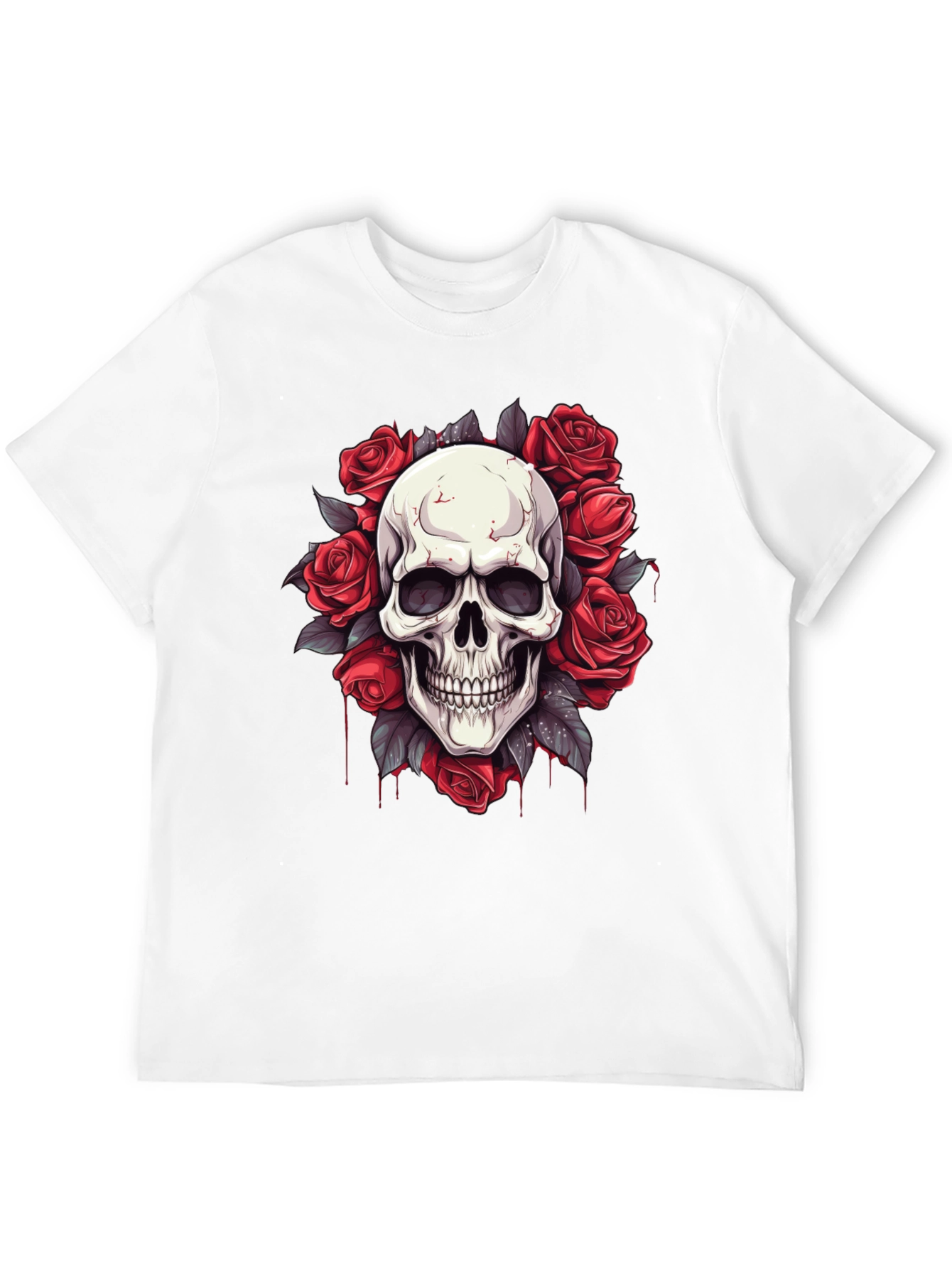 Skull & Roses Graphic Tee - Mens Black T-Shirt
