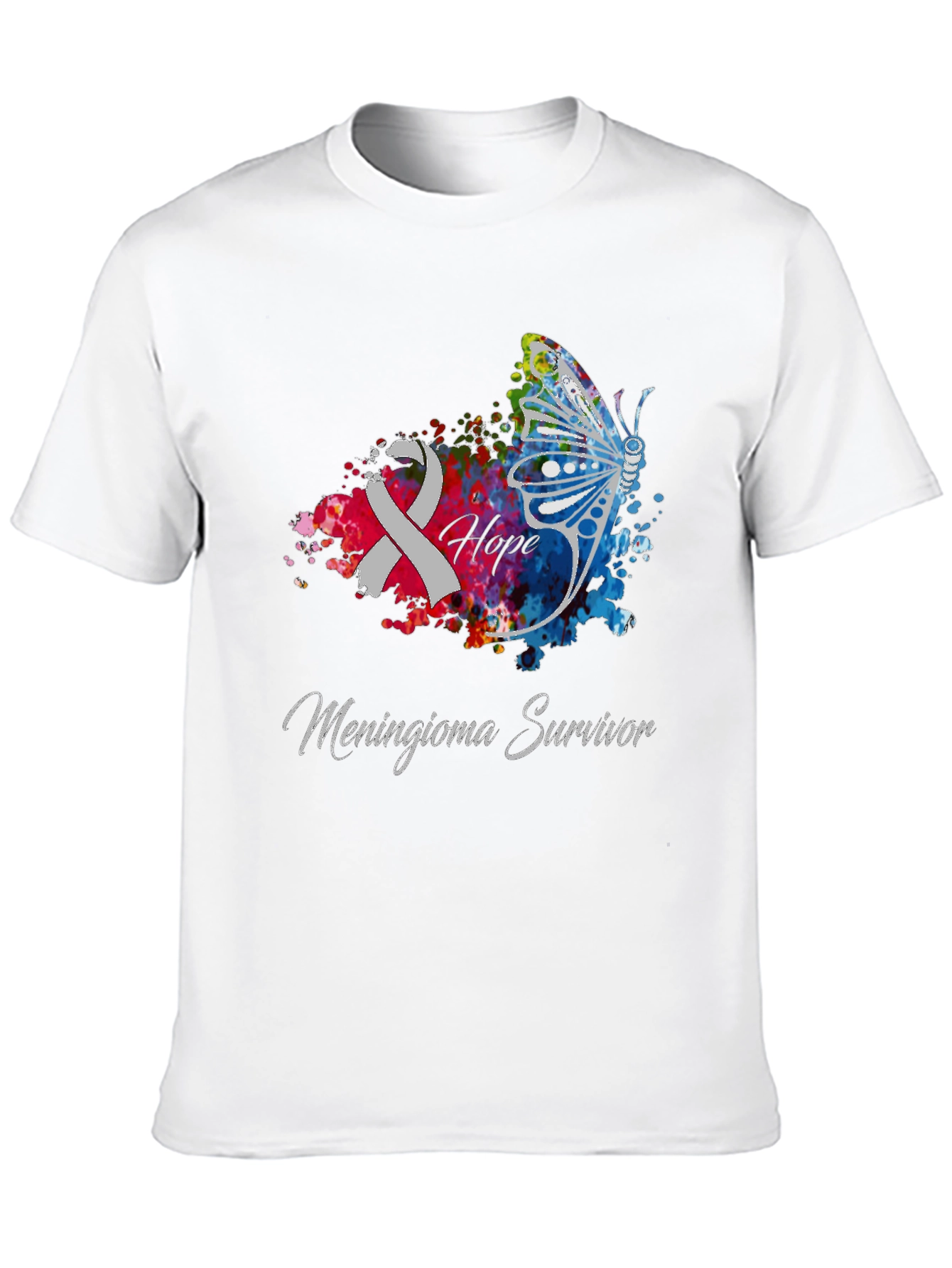 Meningioma Survivor Ribbon Butterfly T-Shirt