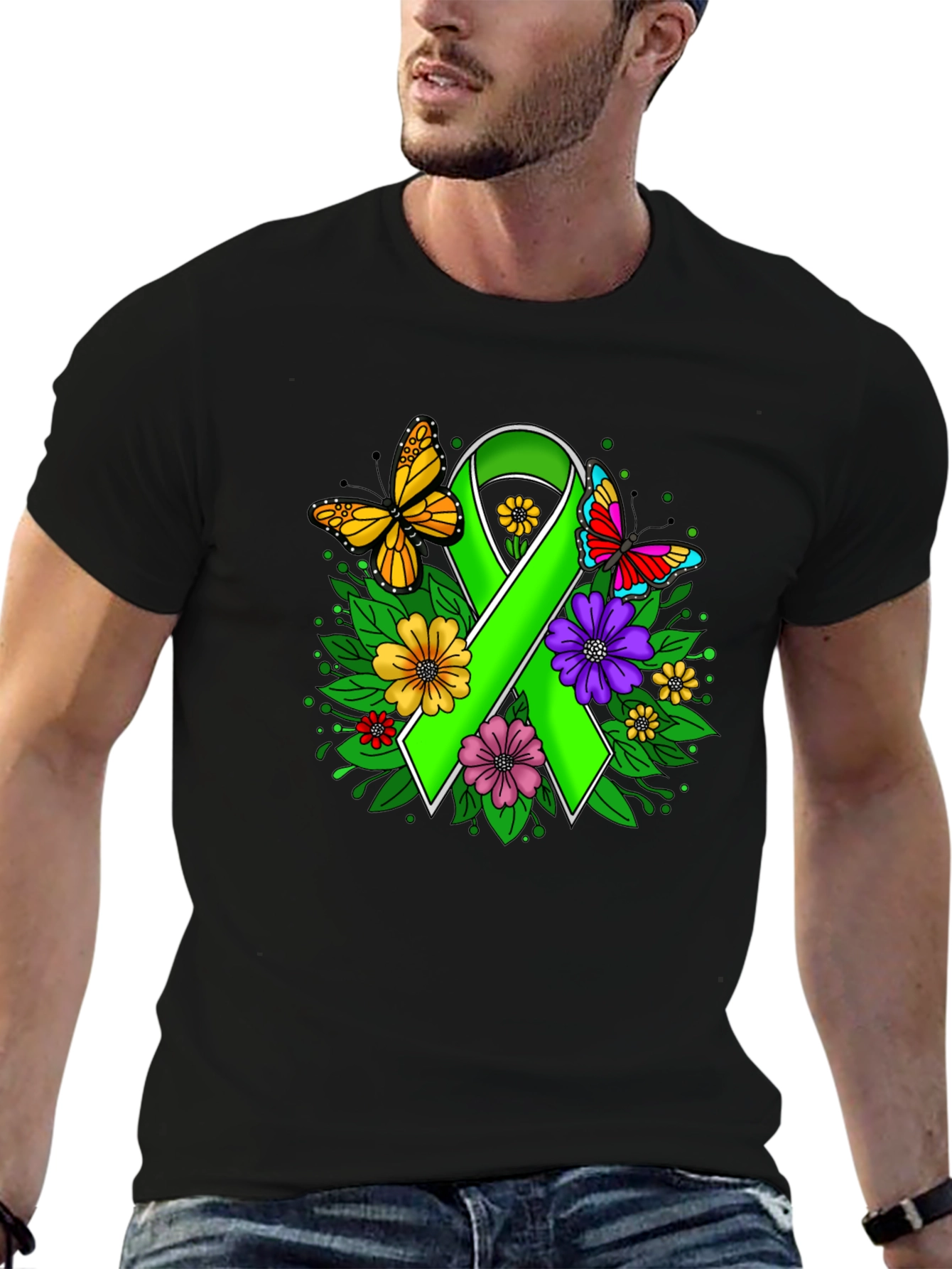 Green Ribbon Butterfly Graphic Tee