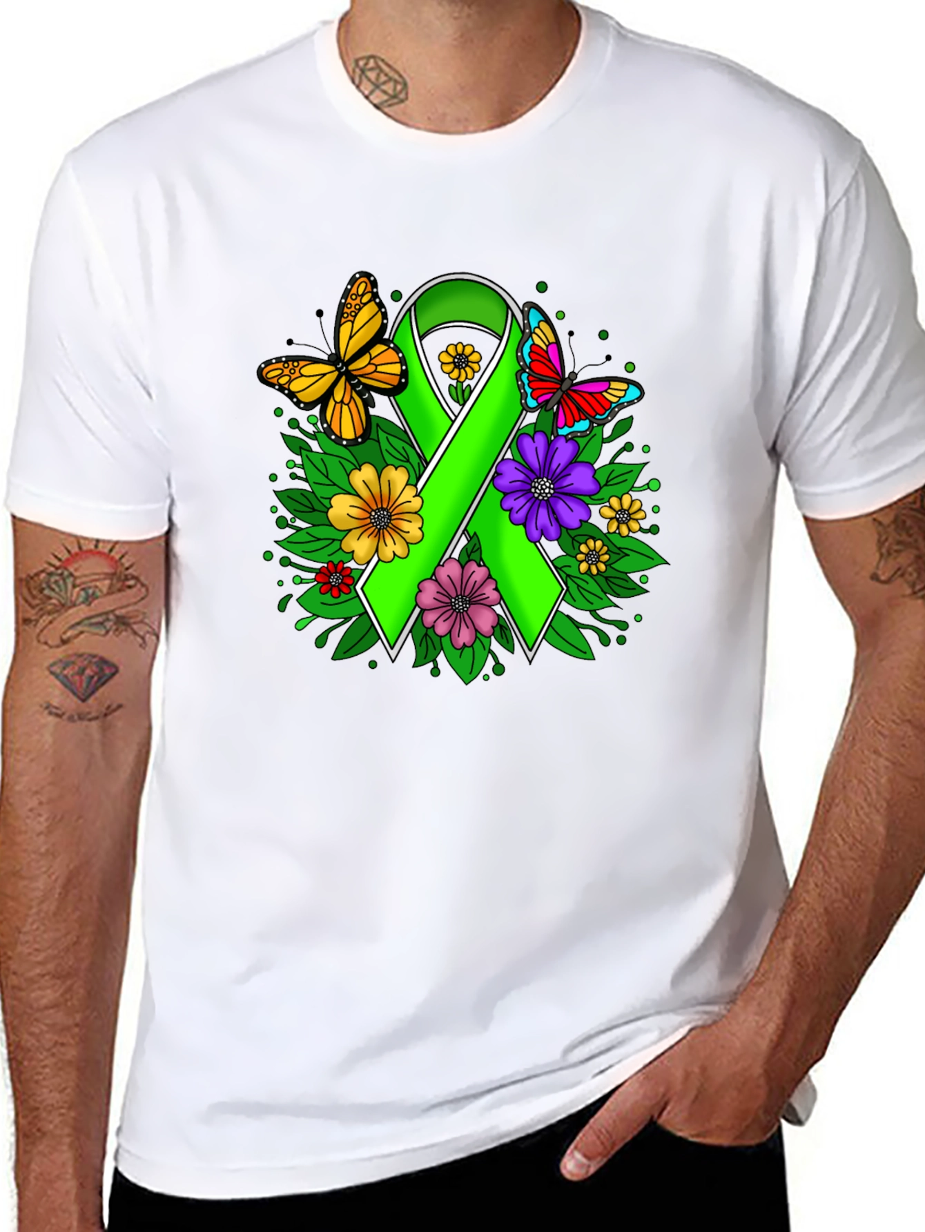 Green Ribbon Butterfly Graphic Tee