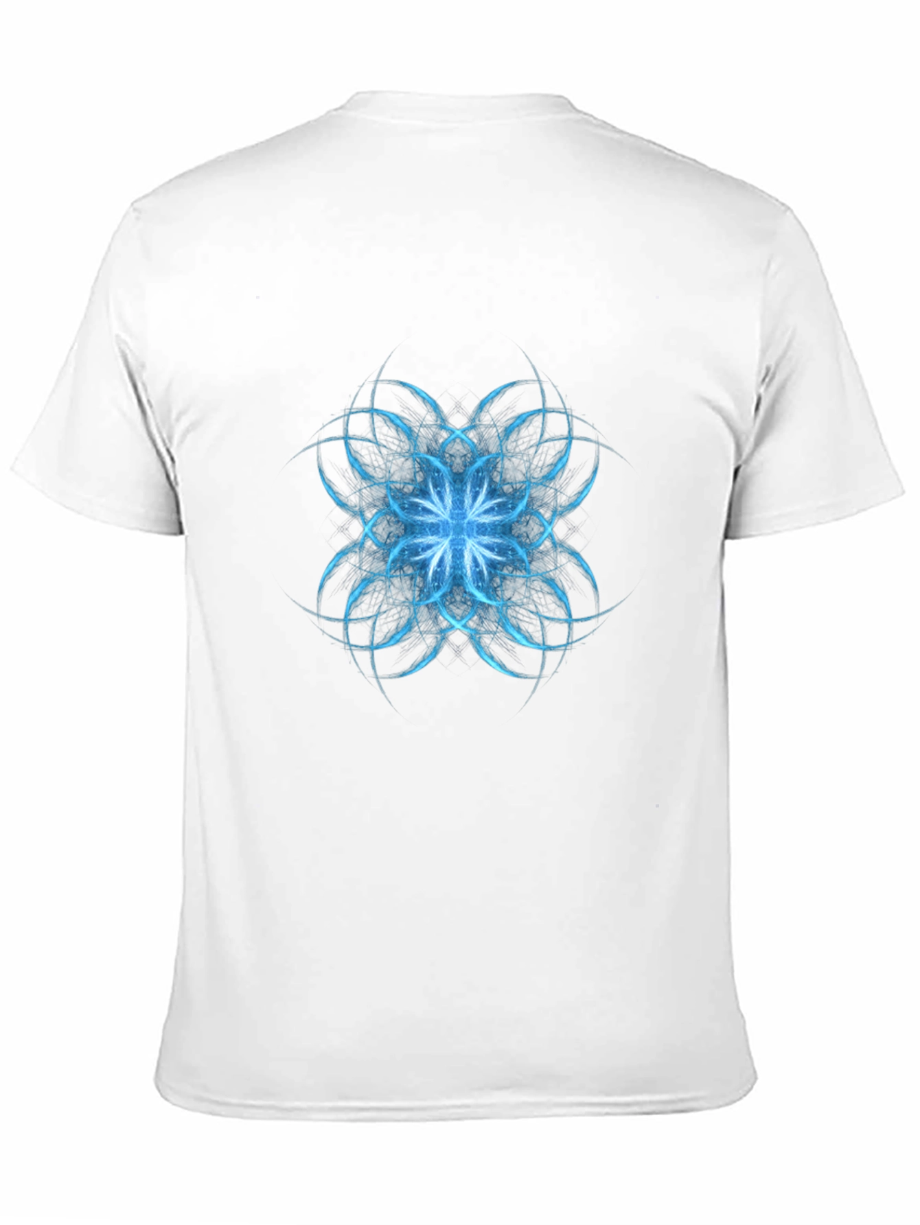 Abstract Blue Floral Graphic Black T-Shirt