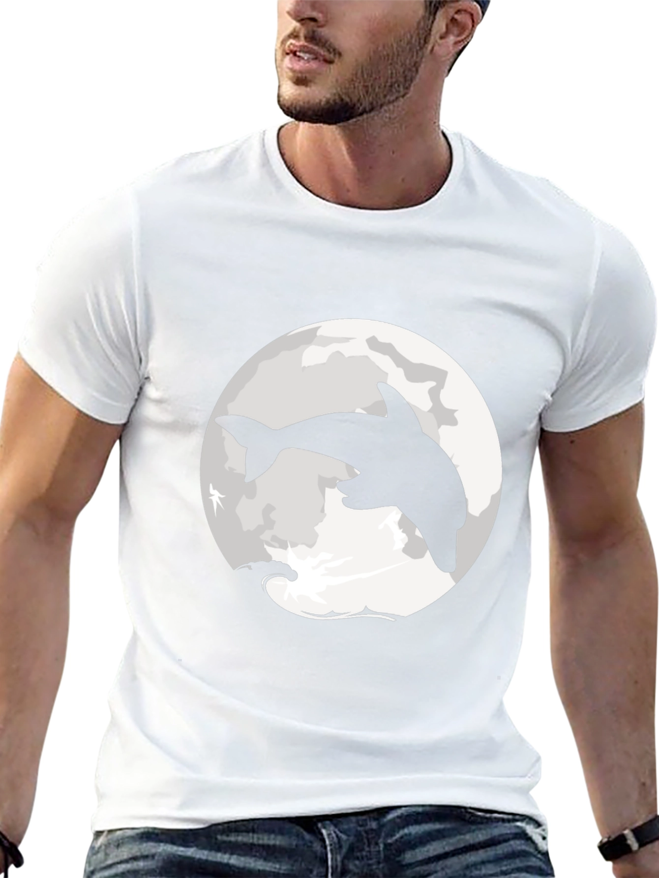 Dolphin Moon Graphic T-Shirt