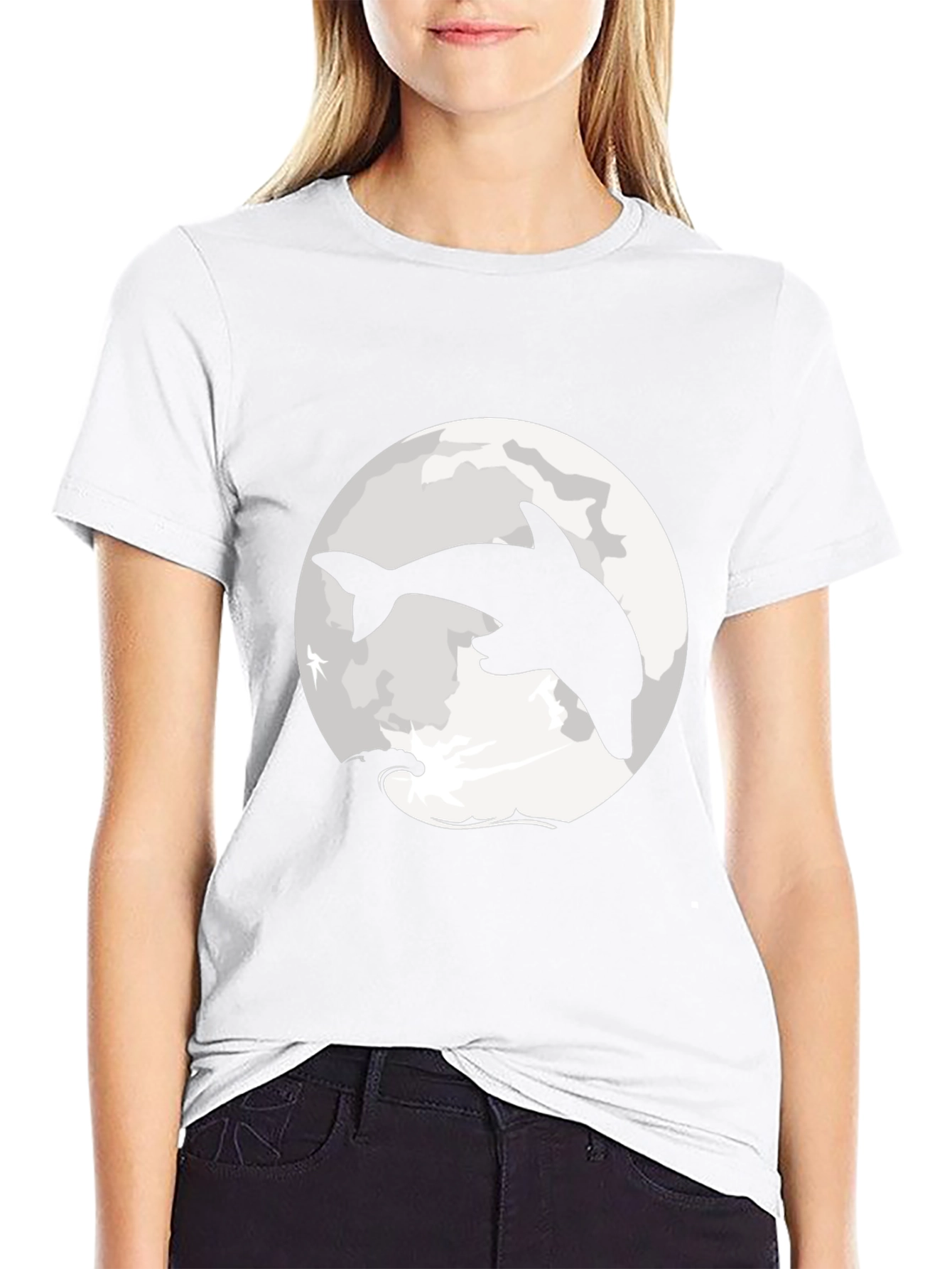 Dolphin Moon Graphic T-Shirt