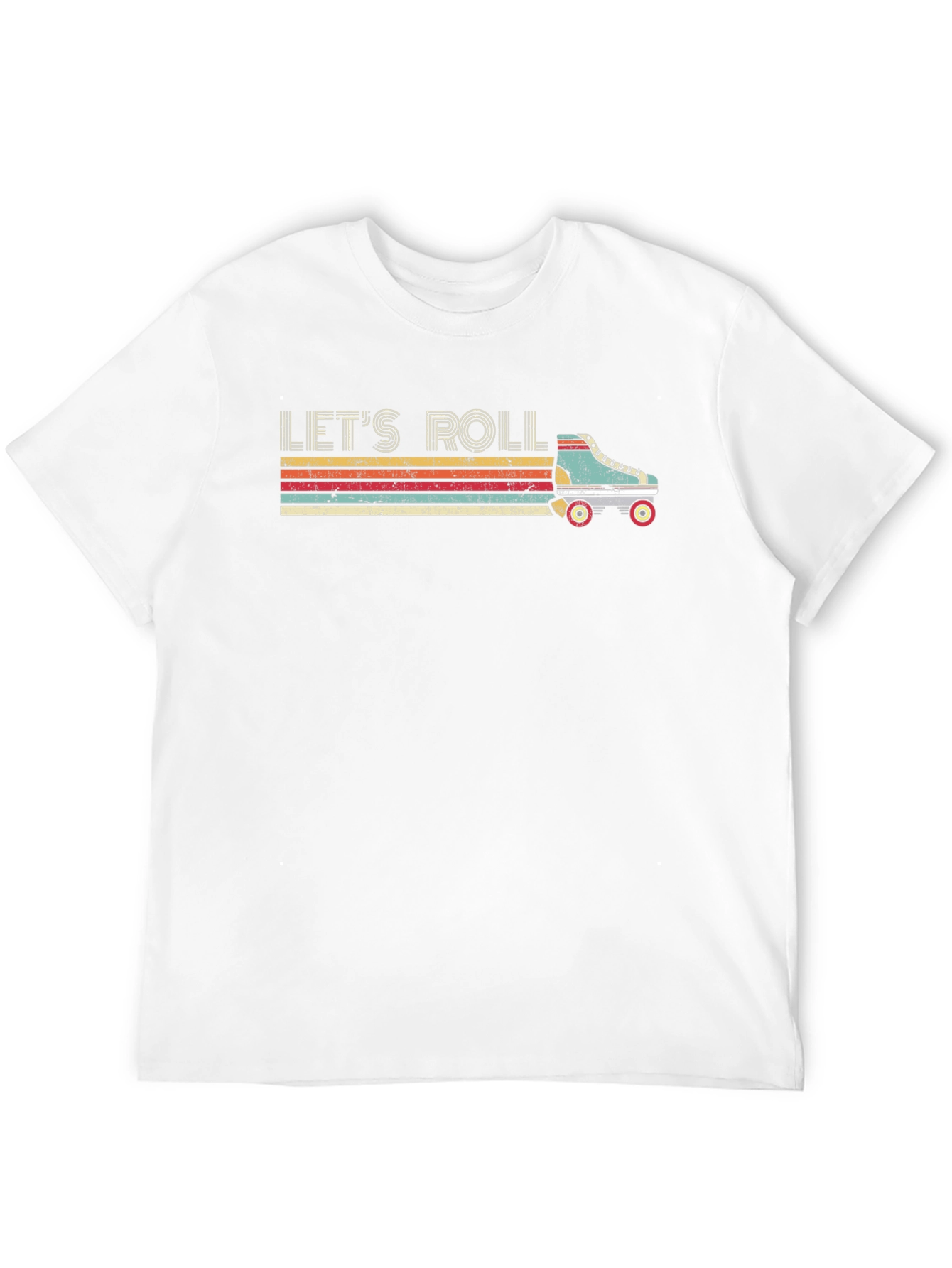 Lets Roll Retro Roller Skate Black T-Shirt