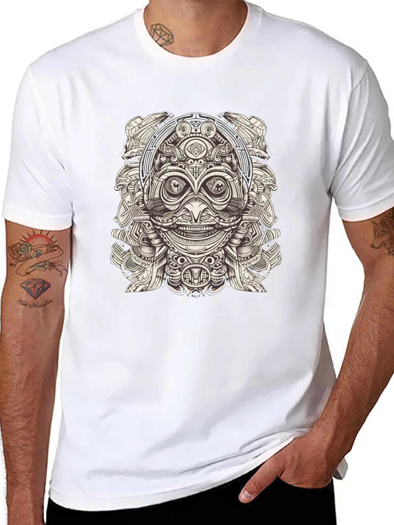 Tribal Mask Graphic T-Shirt - Unique Design