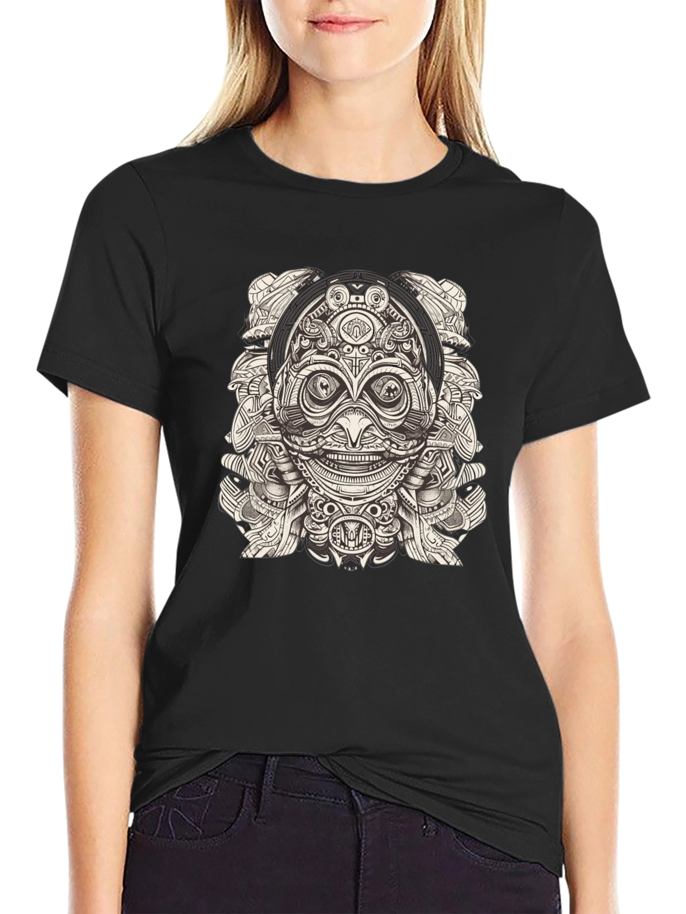 Tribal Mask Graphic T-Shirt - Unique Design