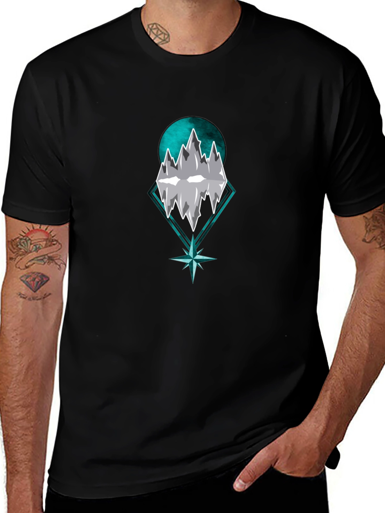 Mountain Peak Graphic Tee - Stylish Mens Black T-Shirt