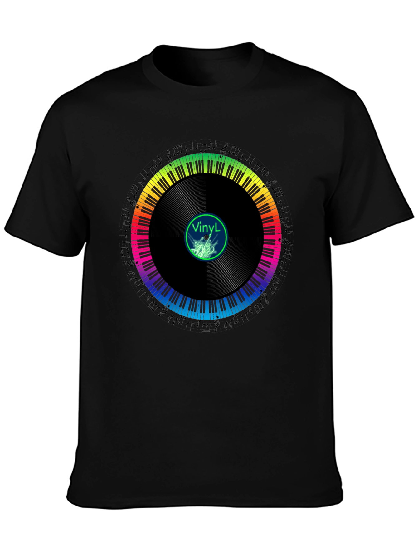 Rainbow Piano Vinyl Record T-Shirt
