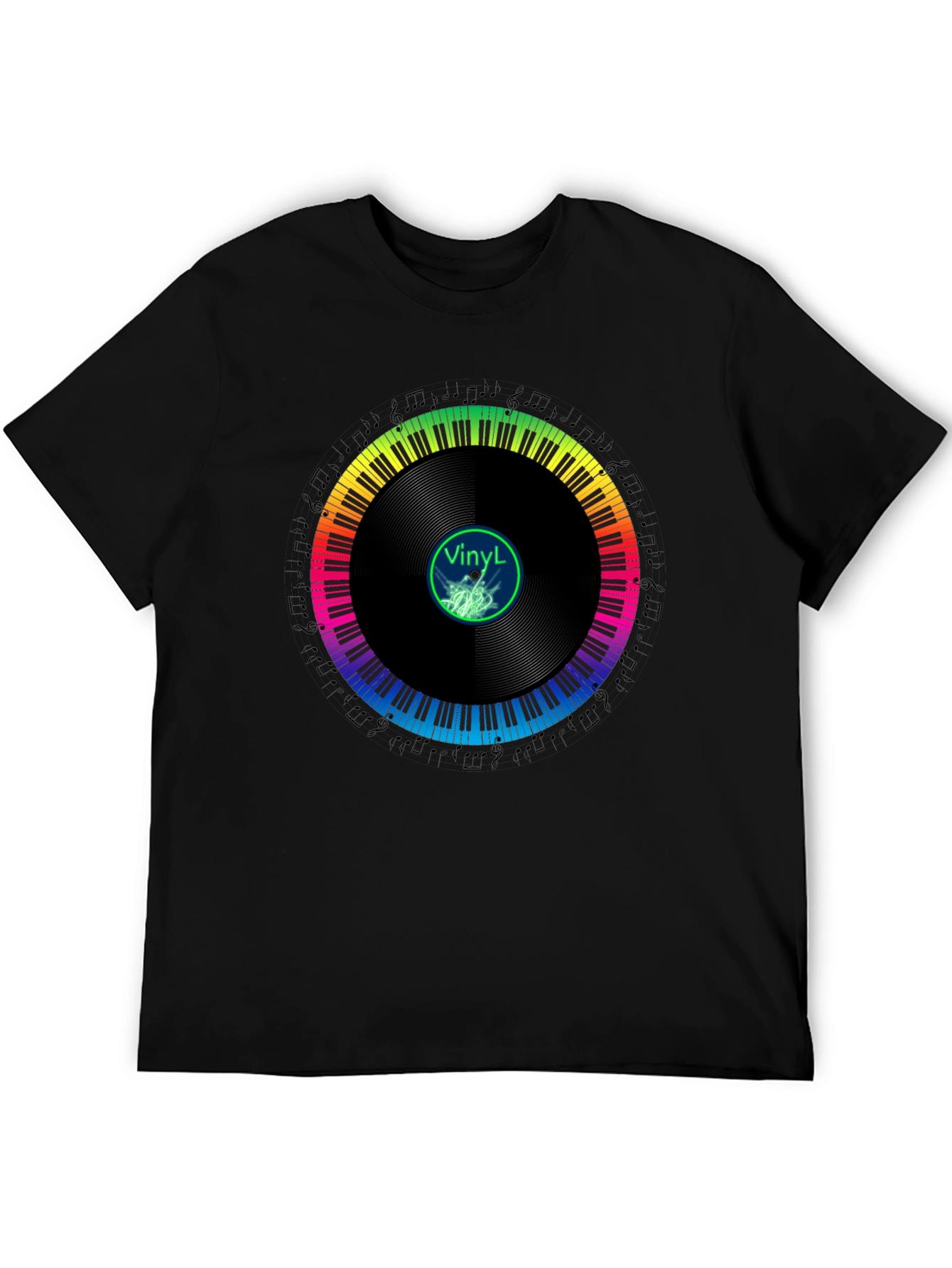 Rainbow Piano Vinyl Record T-Shirt