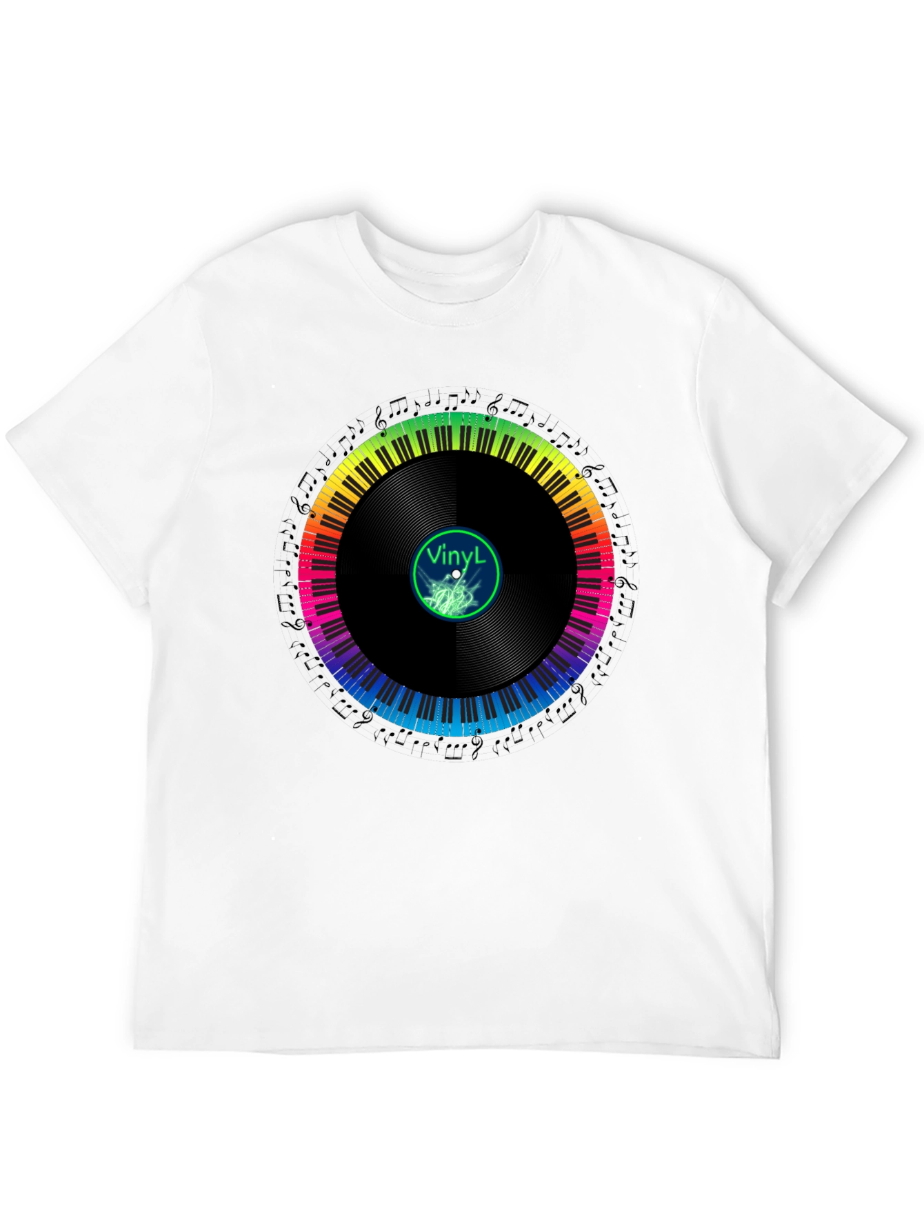 Rainbow Piano Vinyl Record T-Shirt