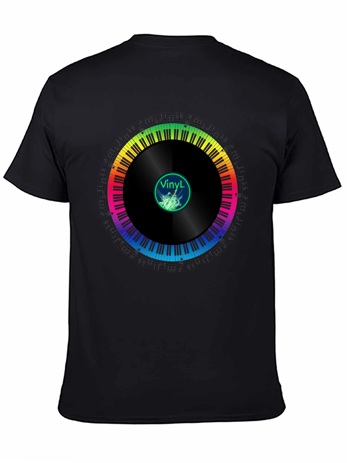Rainbow Piano Vinyl Record T-Shirt