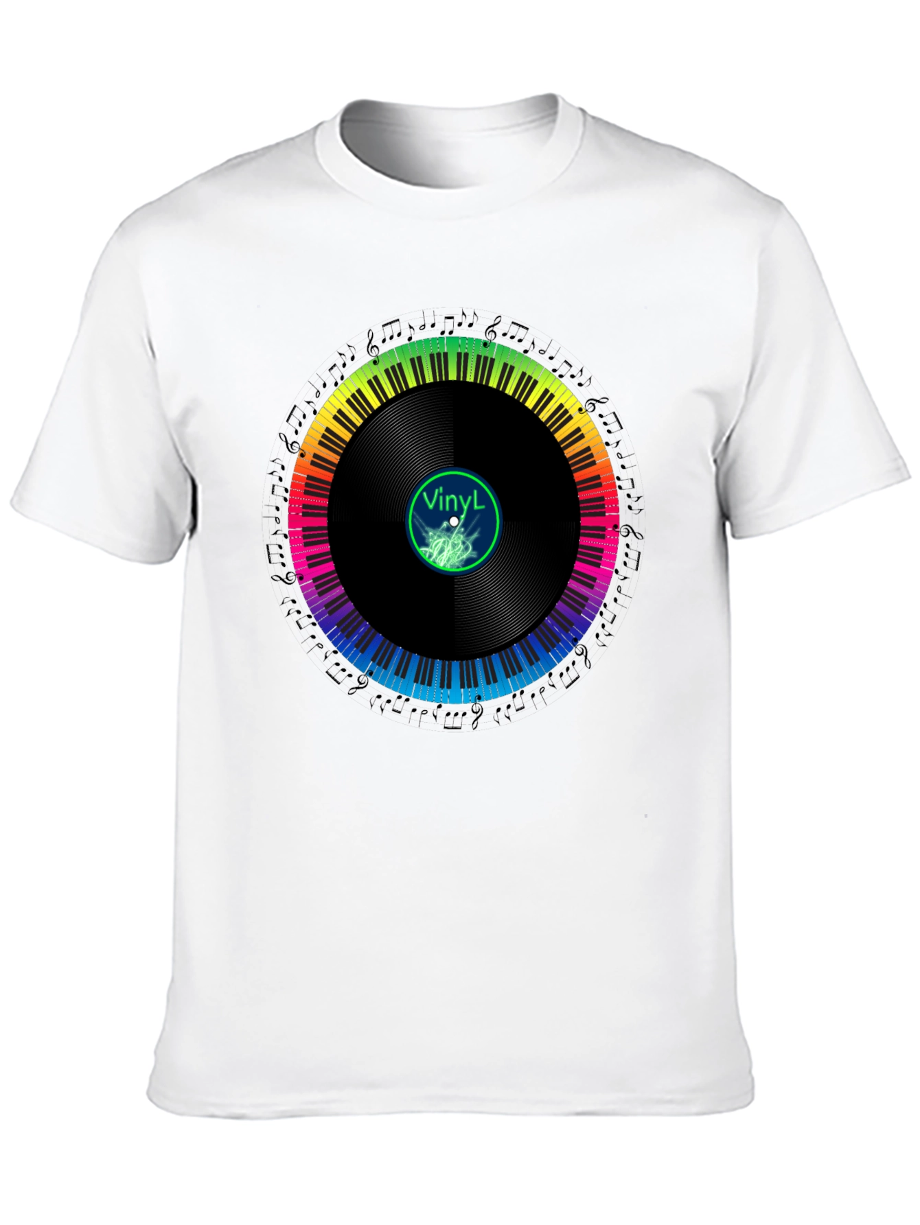 Rainbow Piano Vinyl Record T-Shirt