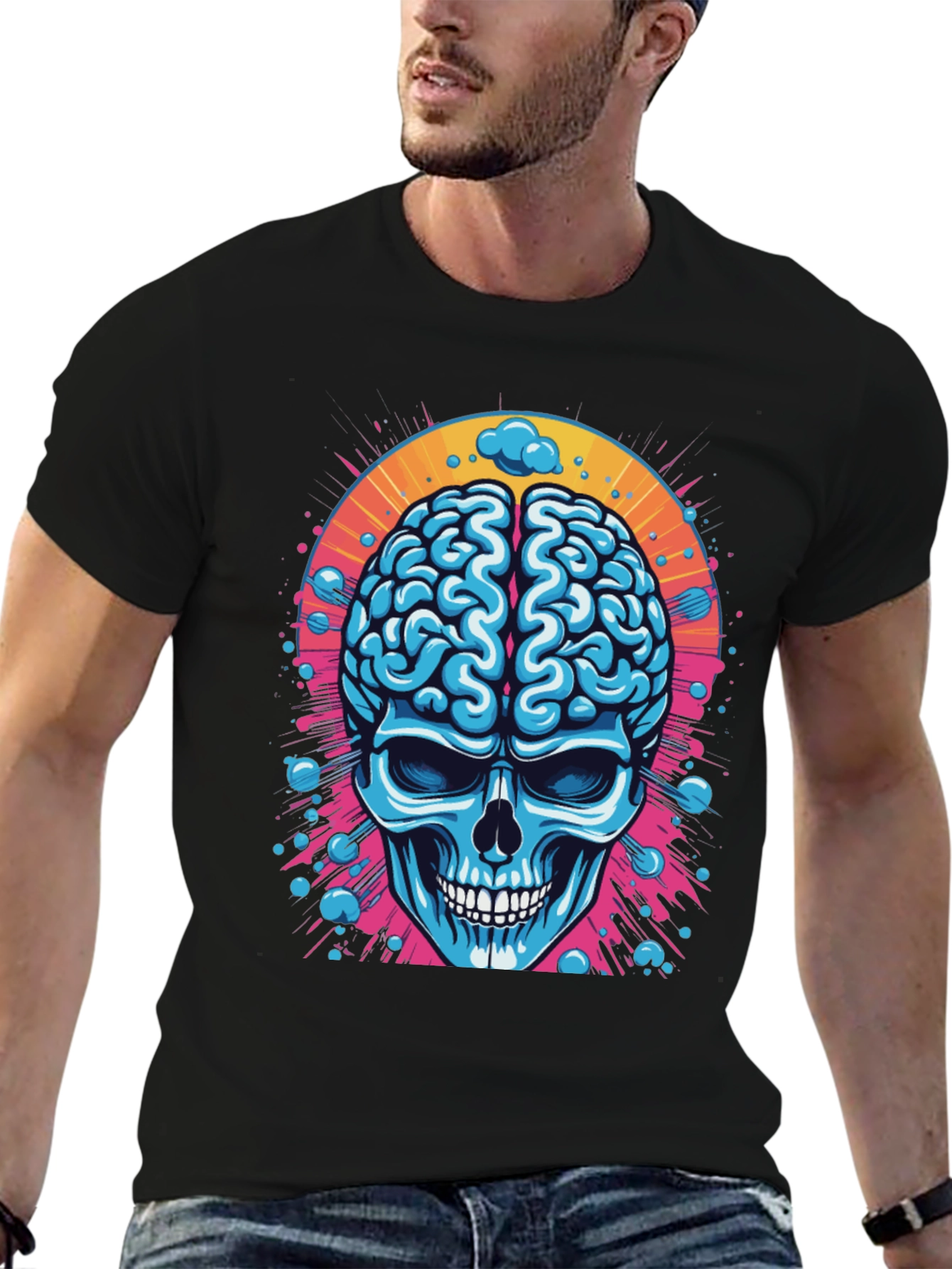 Brain Skull Graphic T-Shirt - Unique Design