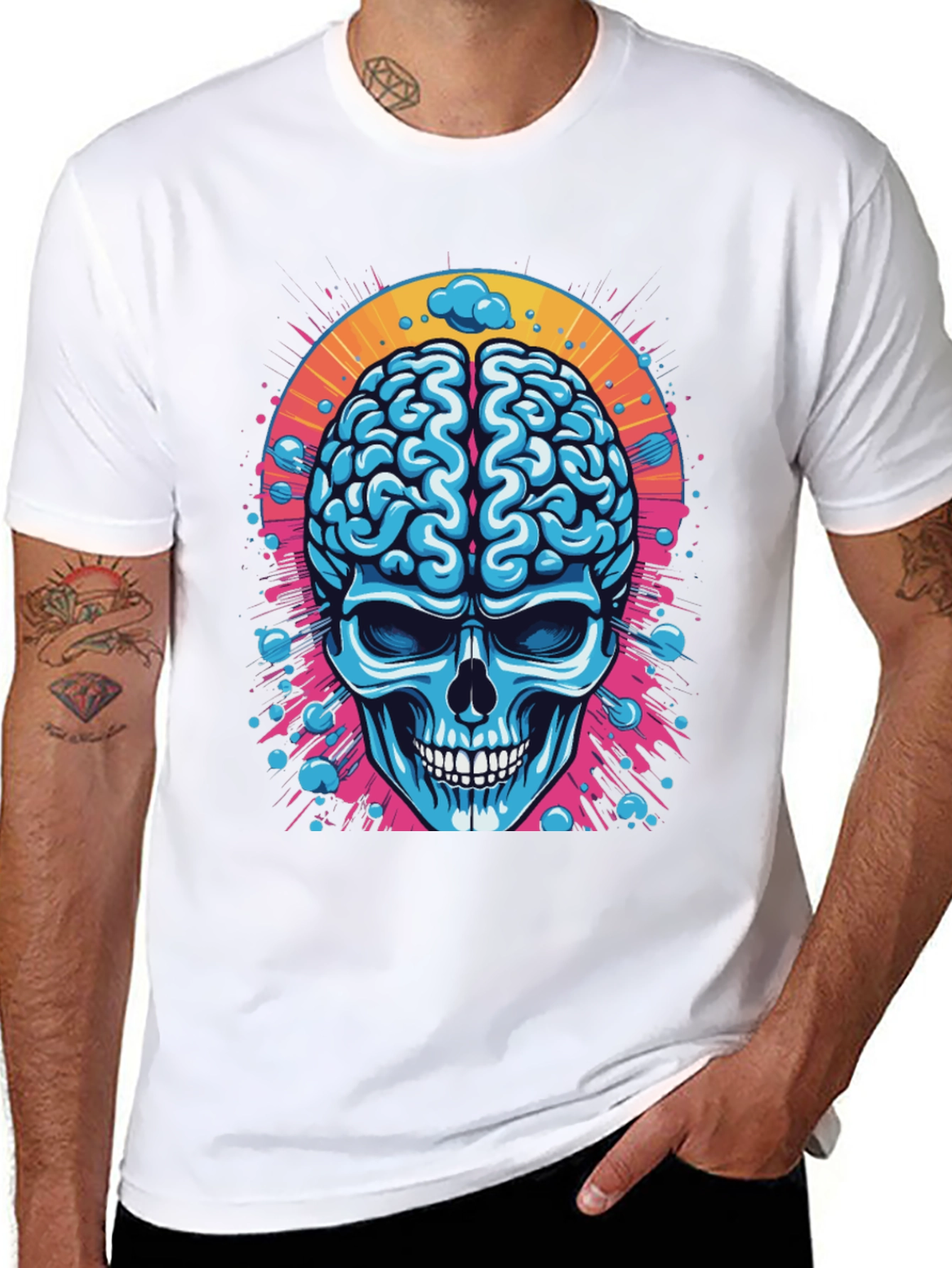 Brain Skull Graphic T-Shirt - Unique Design