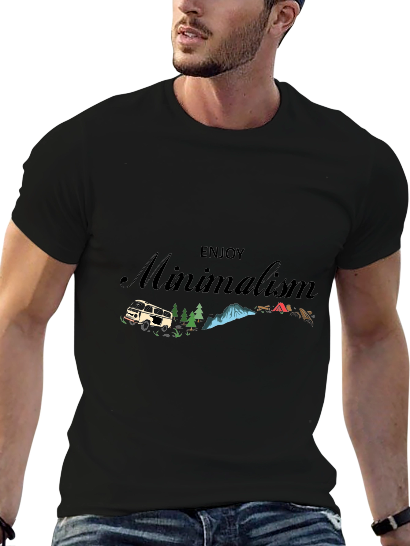 Minimalist Camping T-Shirt - Enjoy Outdoors