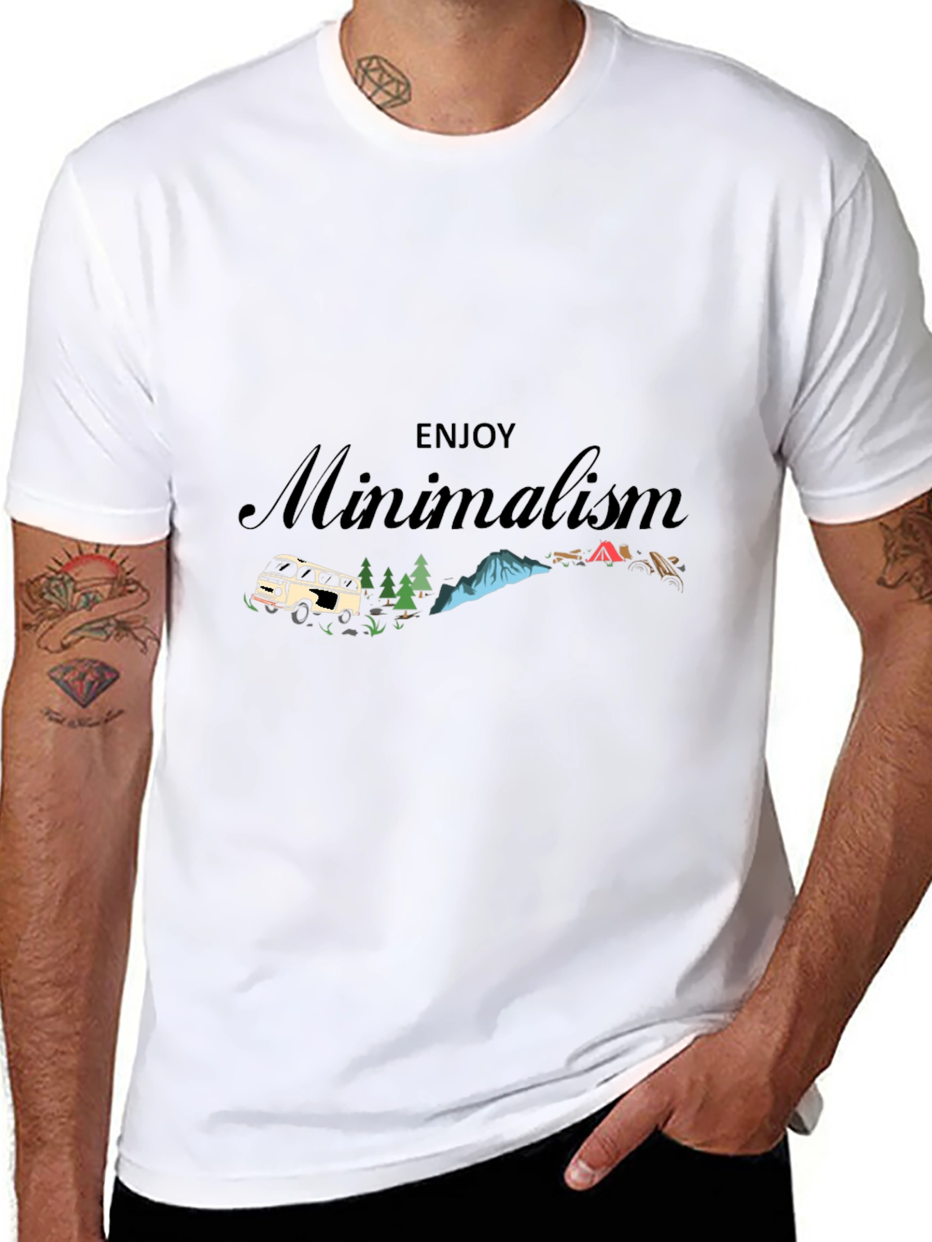 Minimalist Camping T-Shirt - Enjoy Outdoors