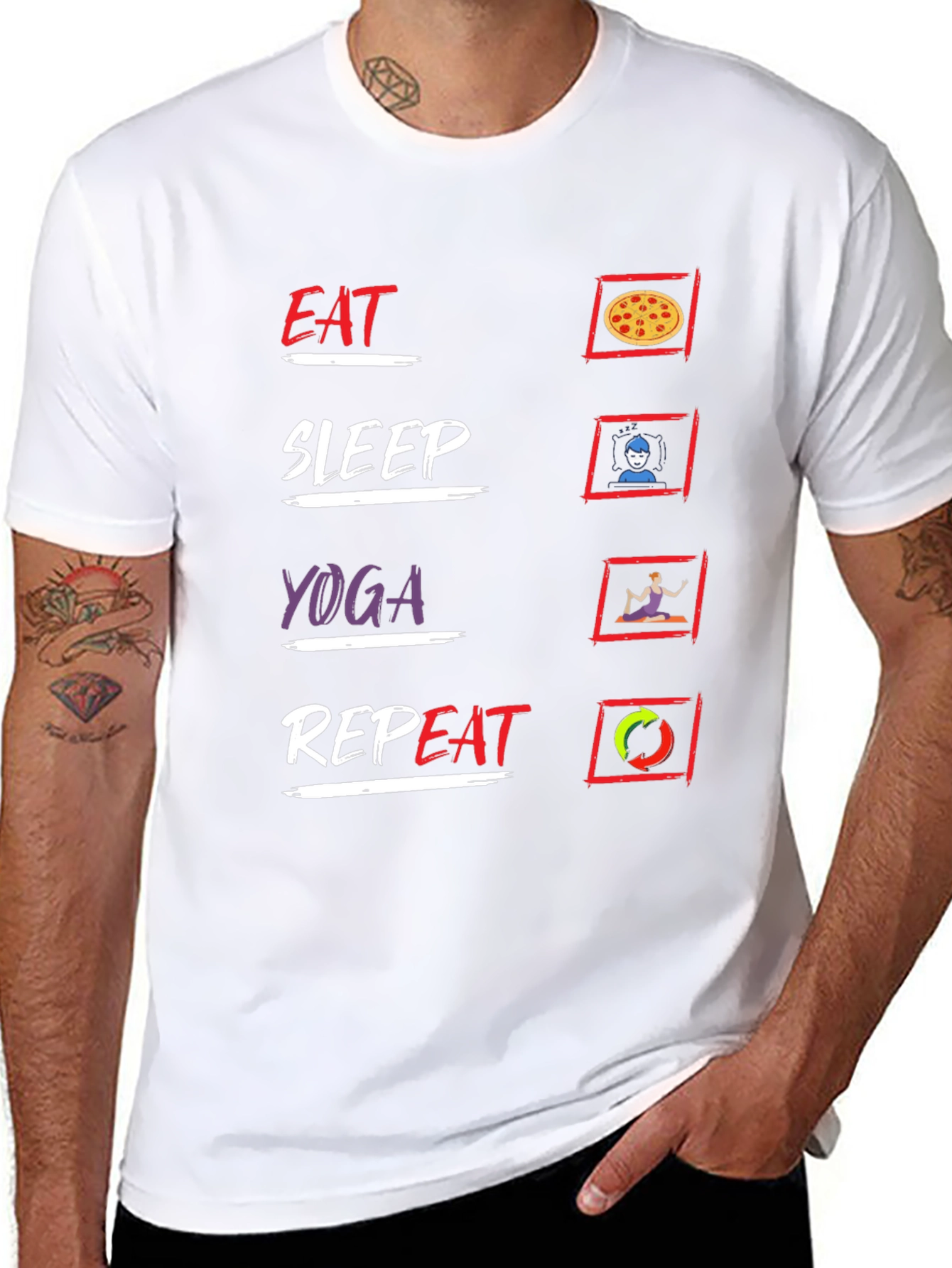 Eat Sleep Yoga Repeat Black T-Shirt