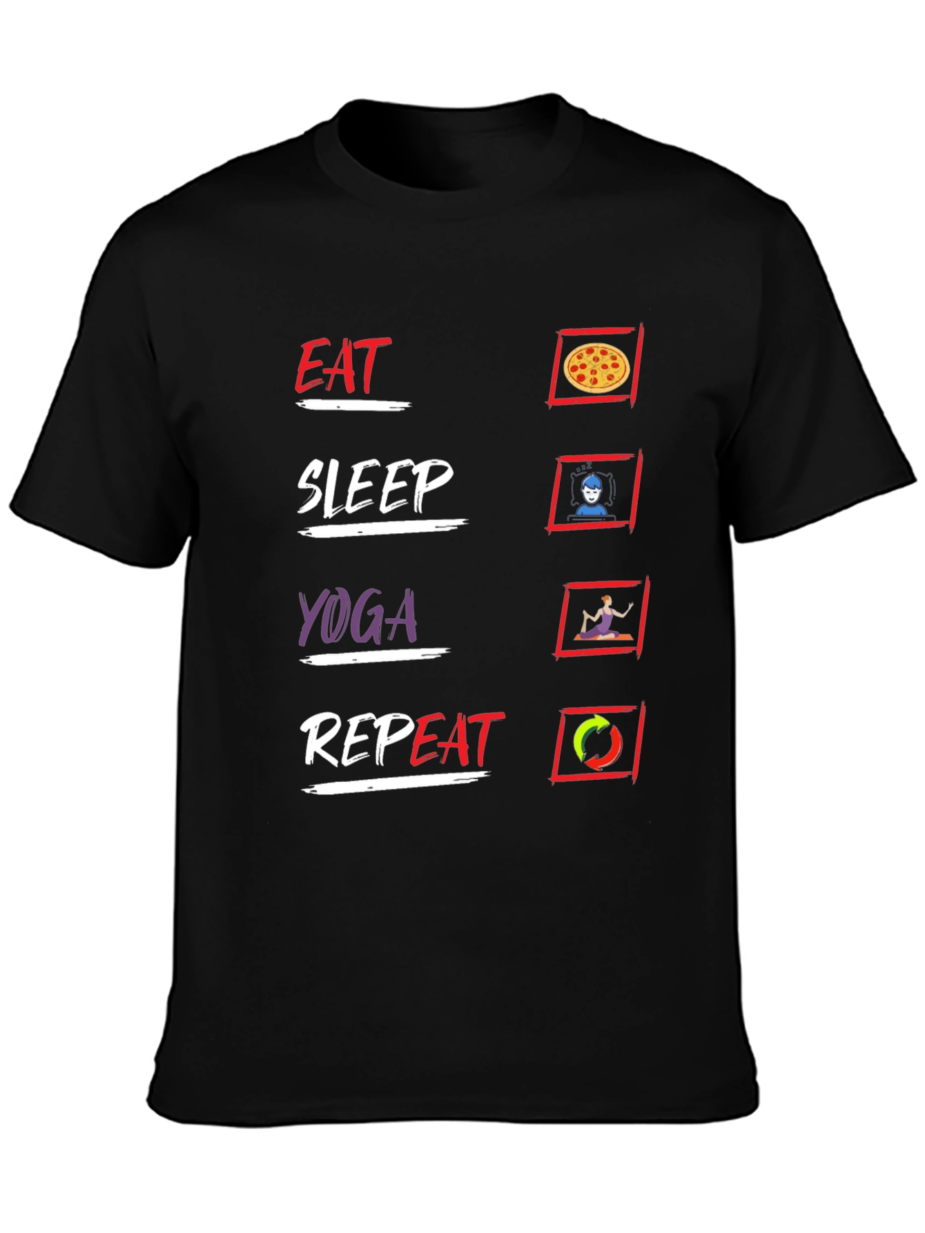 Eat Sleep Yoga Repeat Black T-Shirt