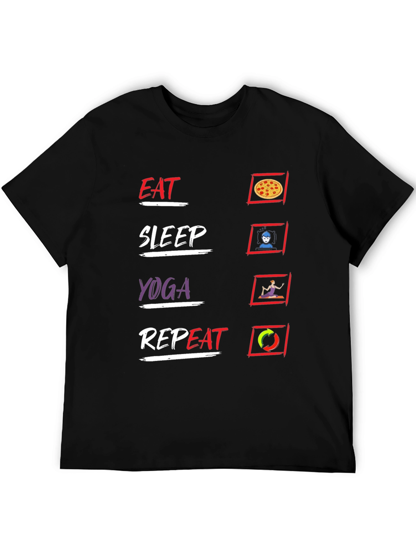 Eat Sleep Yoga Repeat Black T-Shirt