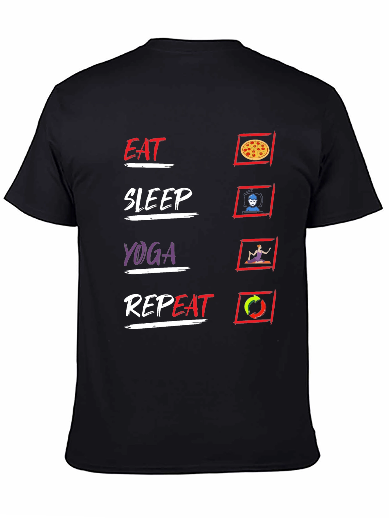 Eat Sleep Yoga Repeat Black T-Shirt