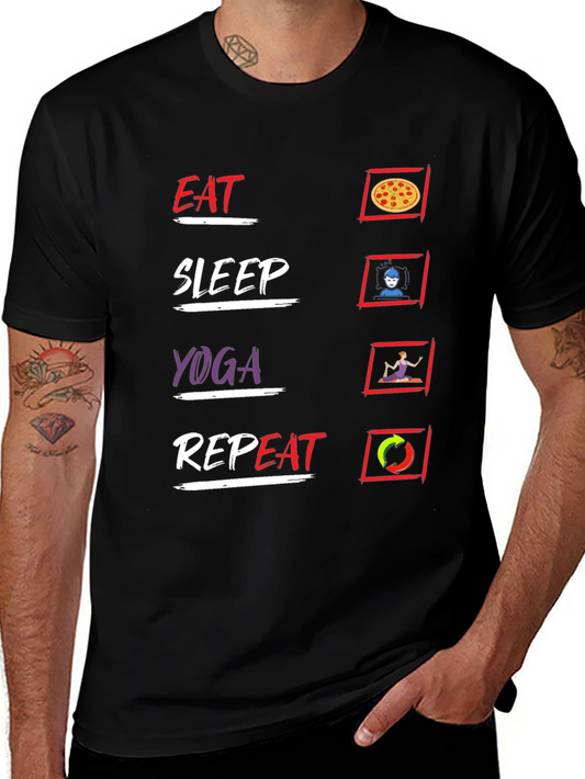 Eat Sleep Yoga Repeat Black T-Shirt