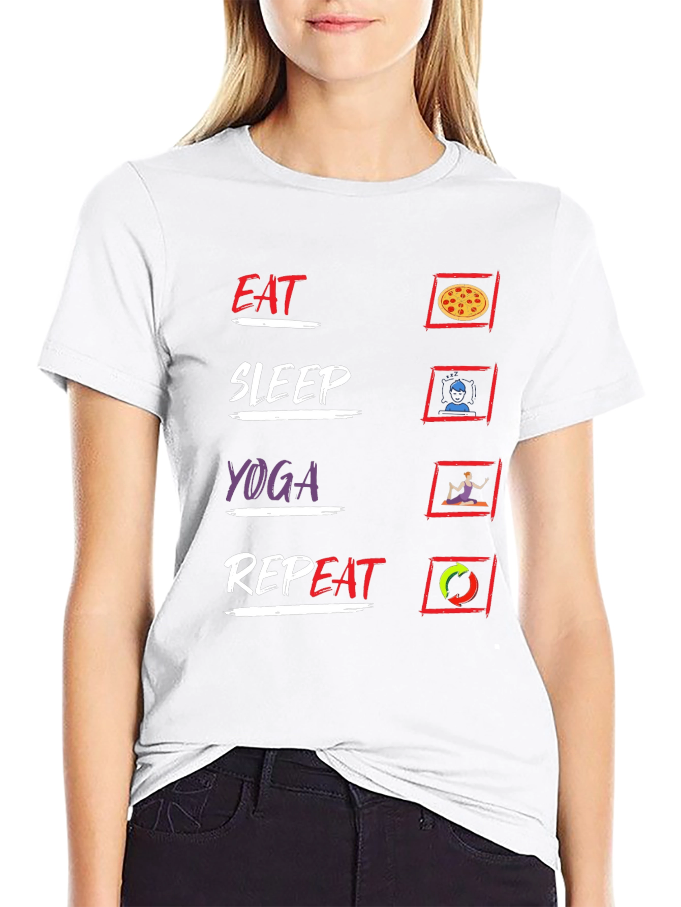 Eat Sleep Yoga Repeat Black T-Shirt