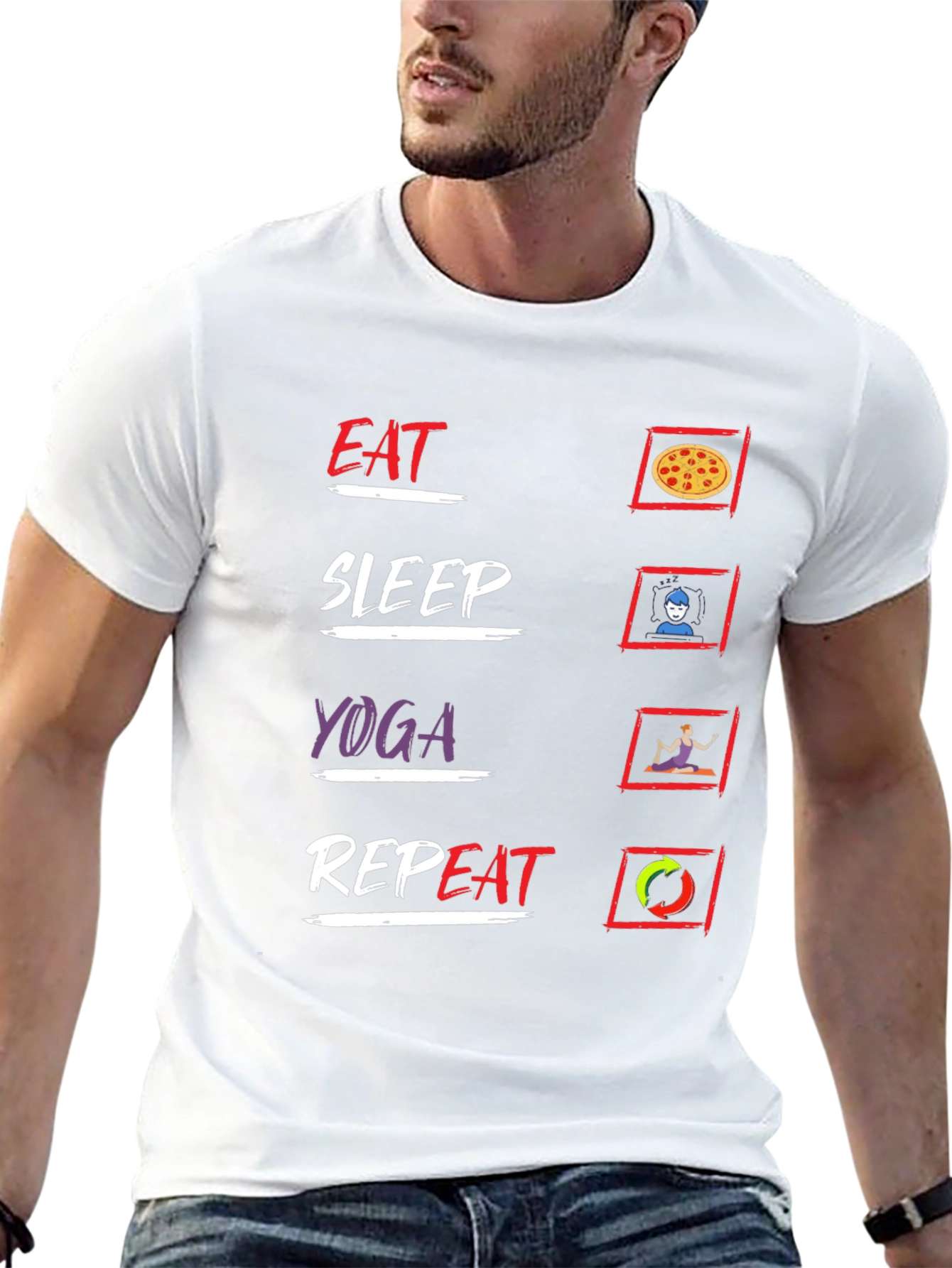 Eat Sleep Yoga Repeat Black T-Shirt