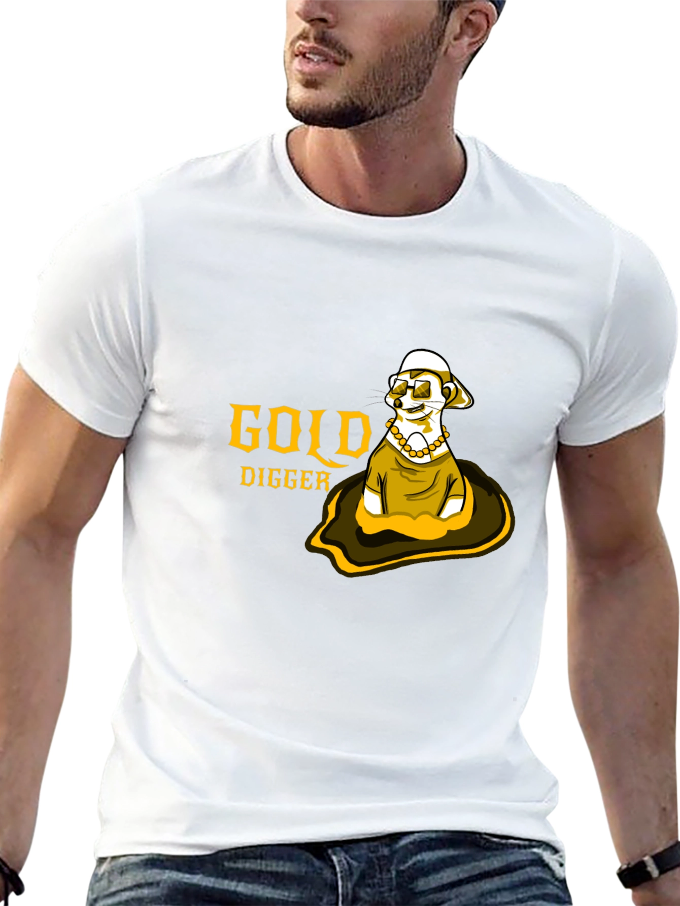 Gold Digger Meerkat Graphic Tee - Black