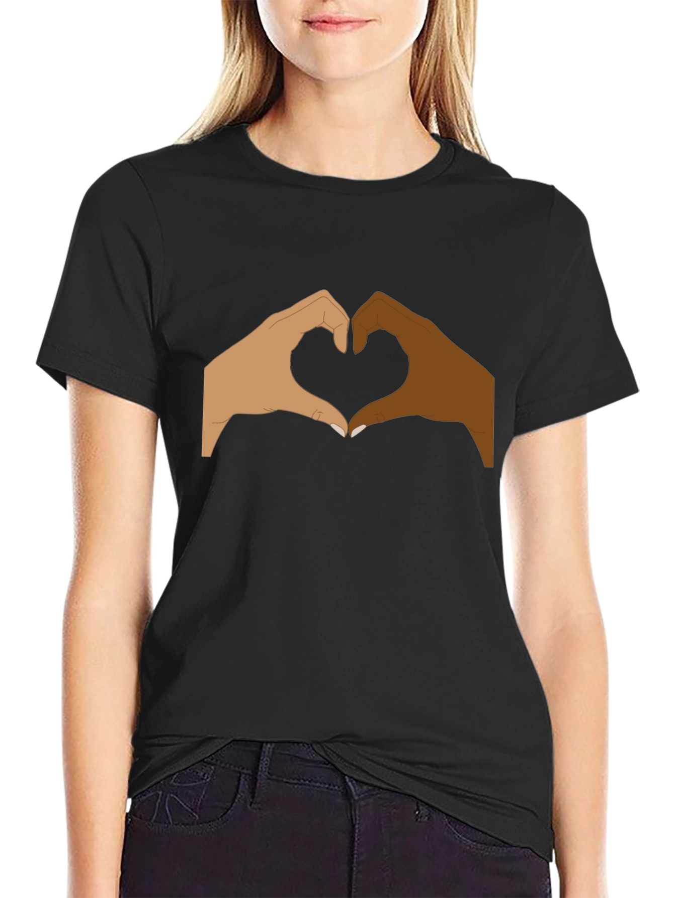 Unity Heart Hands Graphic Tee - Black