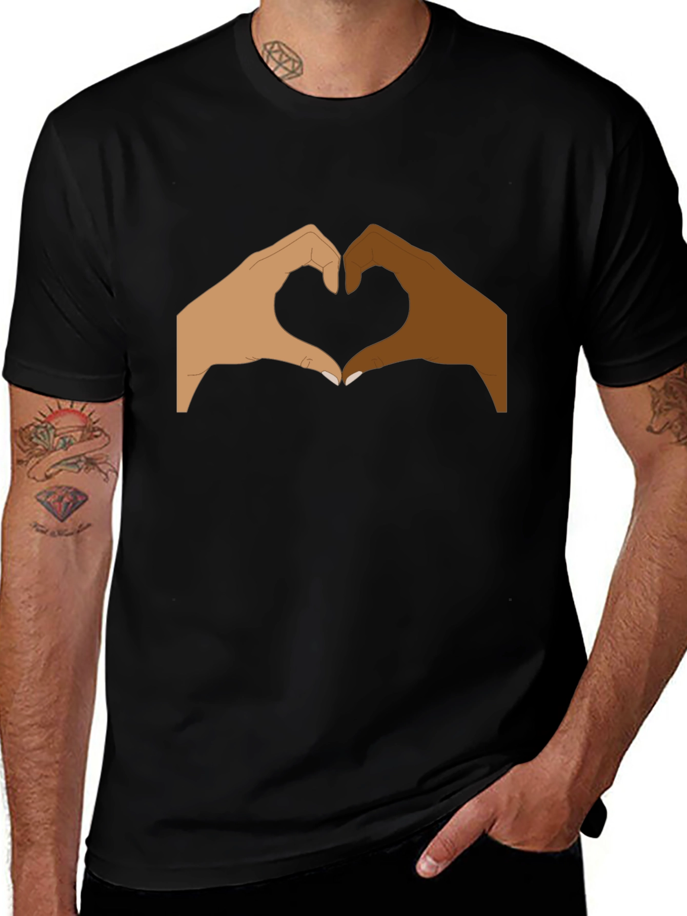 Unity Heart Hands Graphic Tee - Black