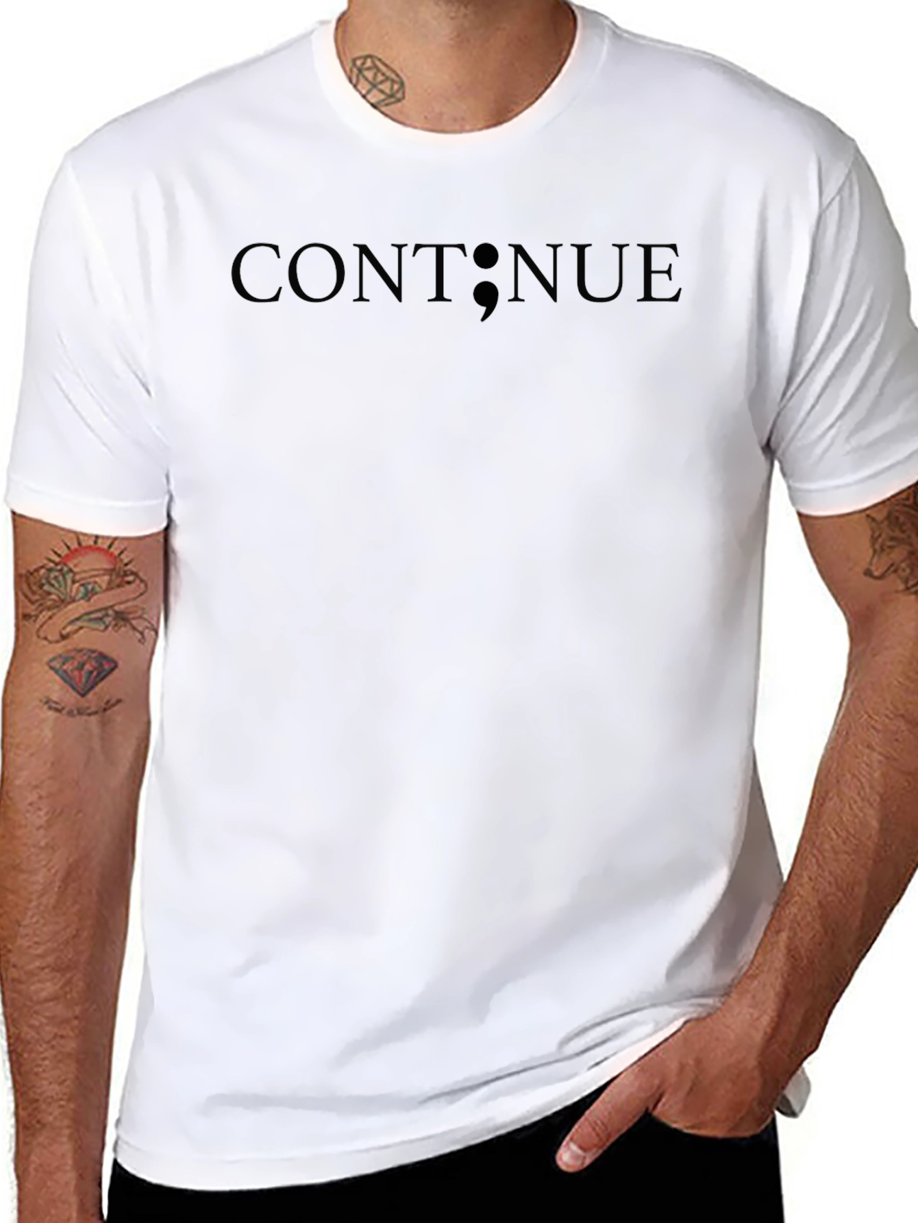 Continue Semicolon Graphic Tee - Motivational Shirt