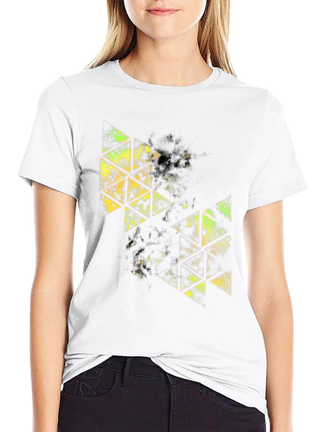 Geometric Triangle Graphic Black T-Shirt
